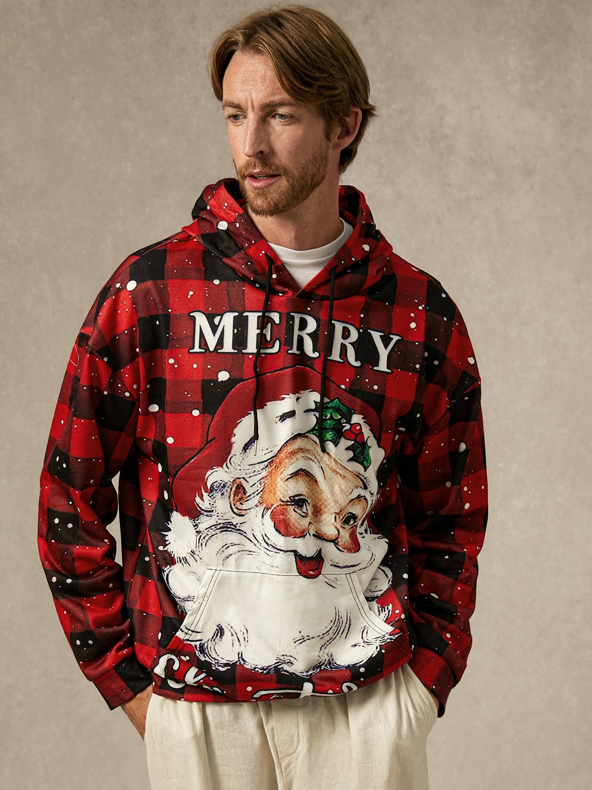 Hardaddy Ugly Plaid Santa Claus Hoodie Sweatshirt