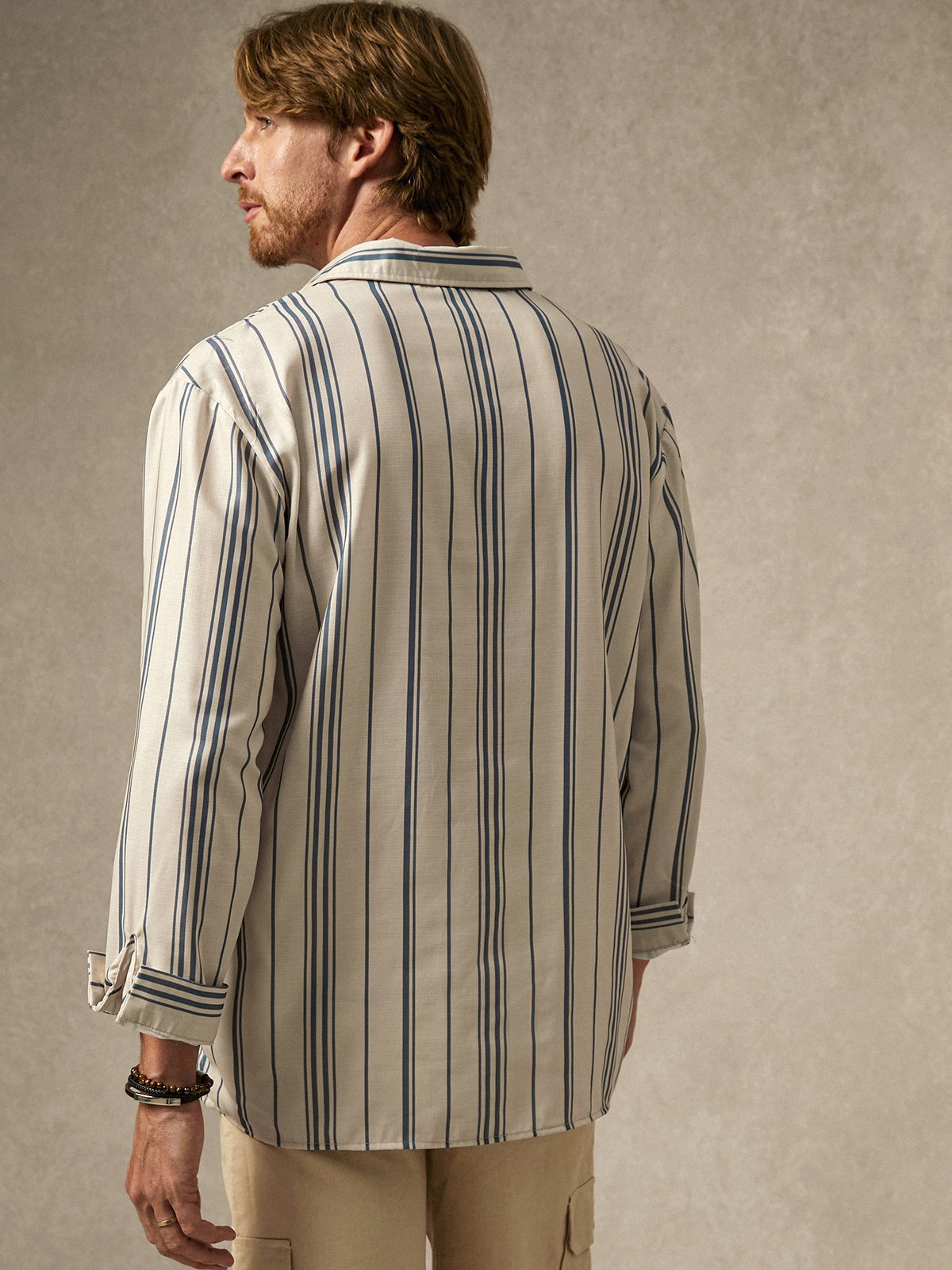 Hardaddy Stripes Flap Pockets Long Sleeve Casual Shirt
