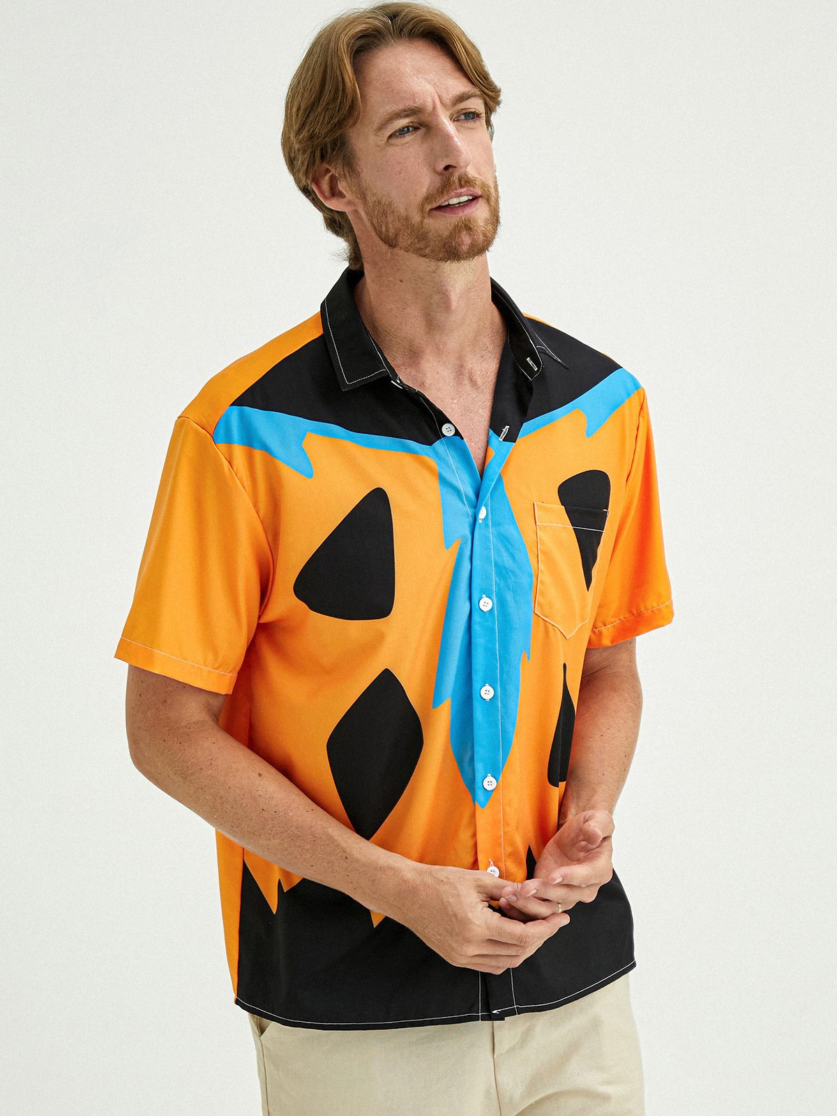 Creative Chest Pocket Short Sleeve Casual Shirt