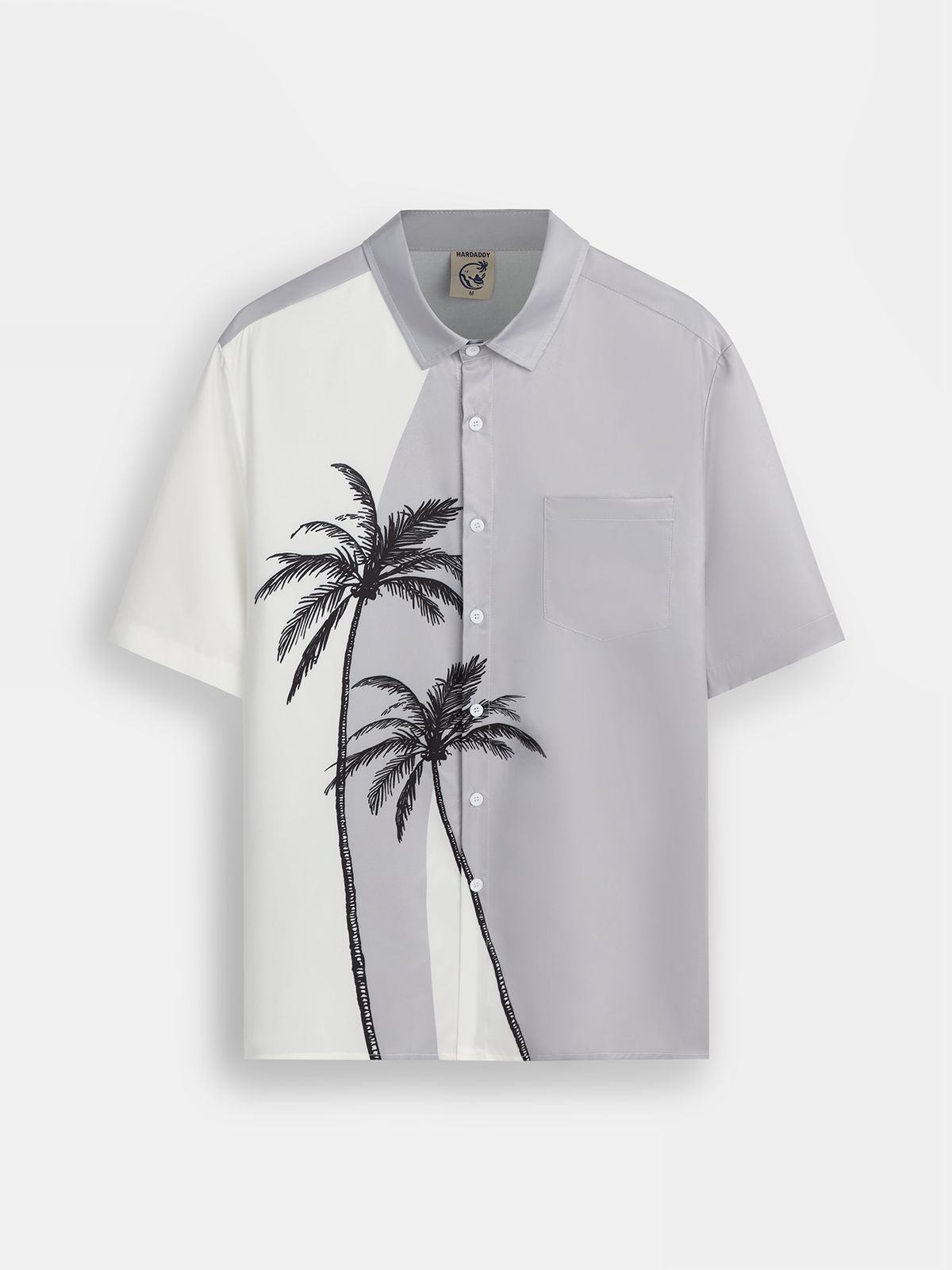 Hardaddy Men's Coconut Tree Colorblock Print Casual Breathable Men's Hawaiian Short Sleeve Vintage Shirt with Pockets