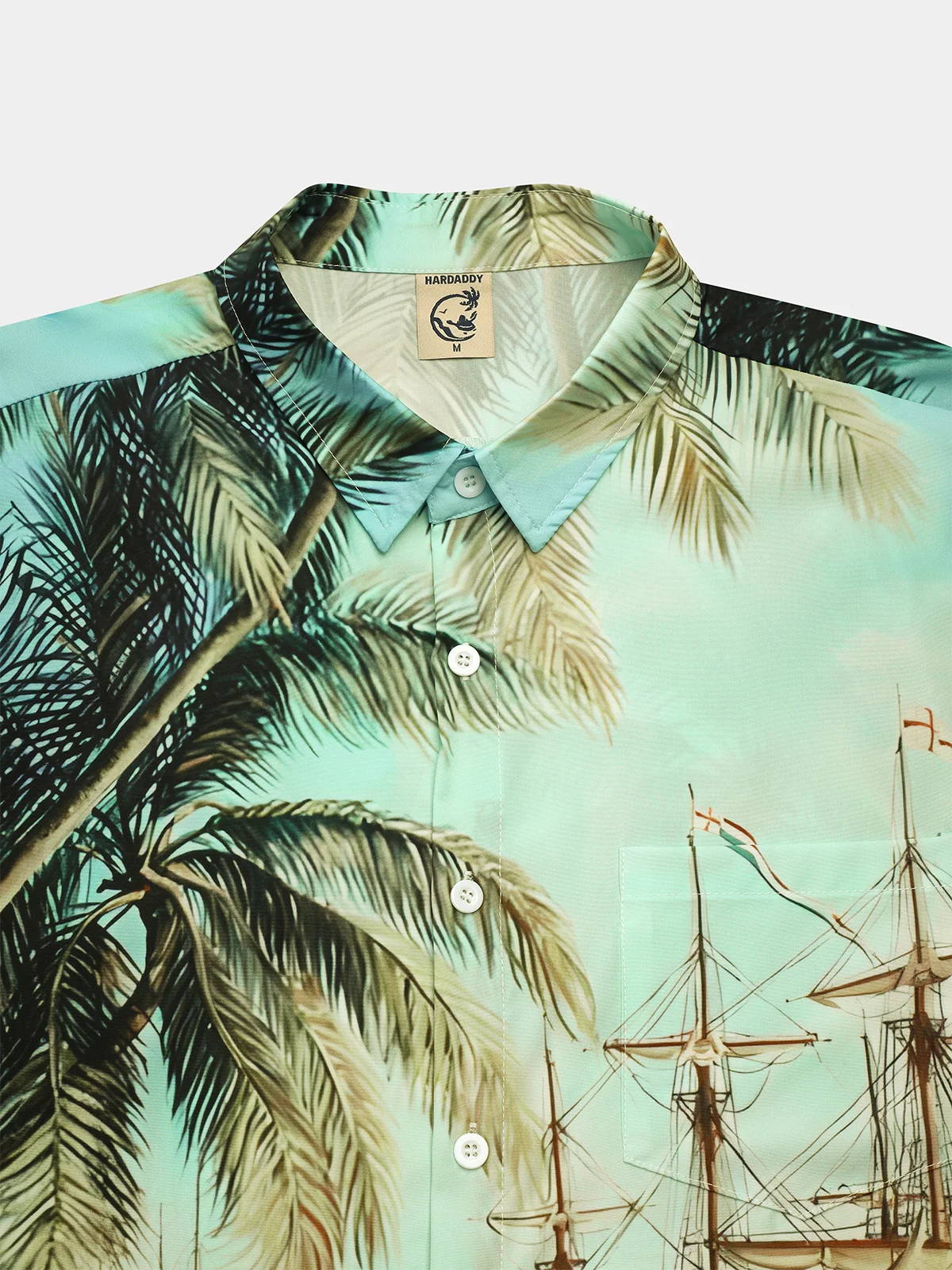 Coconut Tree Chest Pocket Short Sleeve Hawaiian Shirt