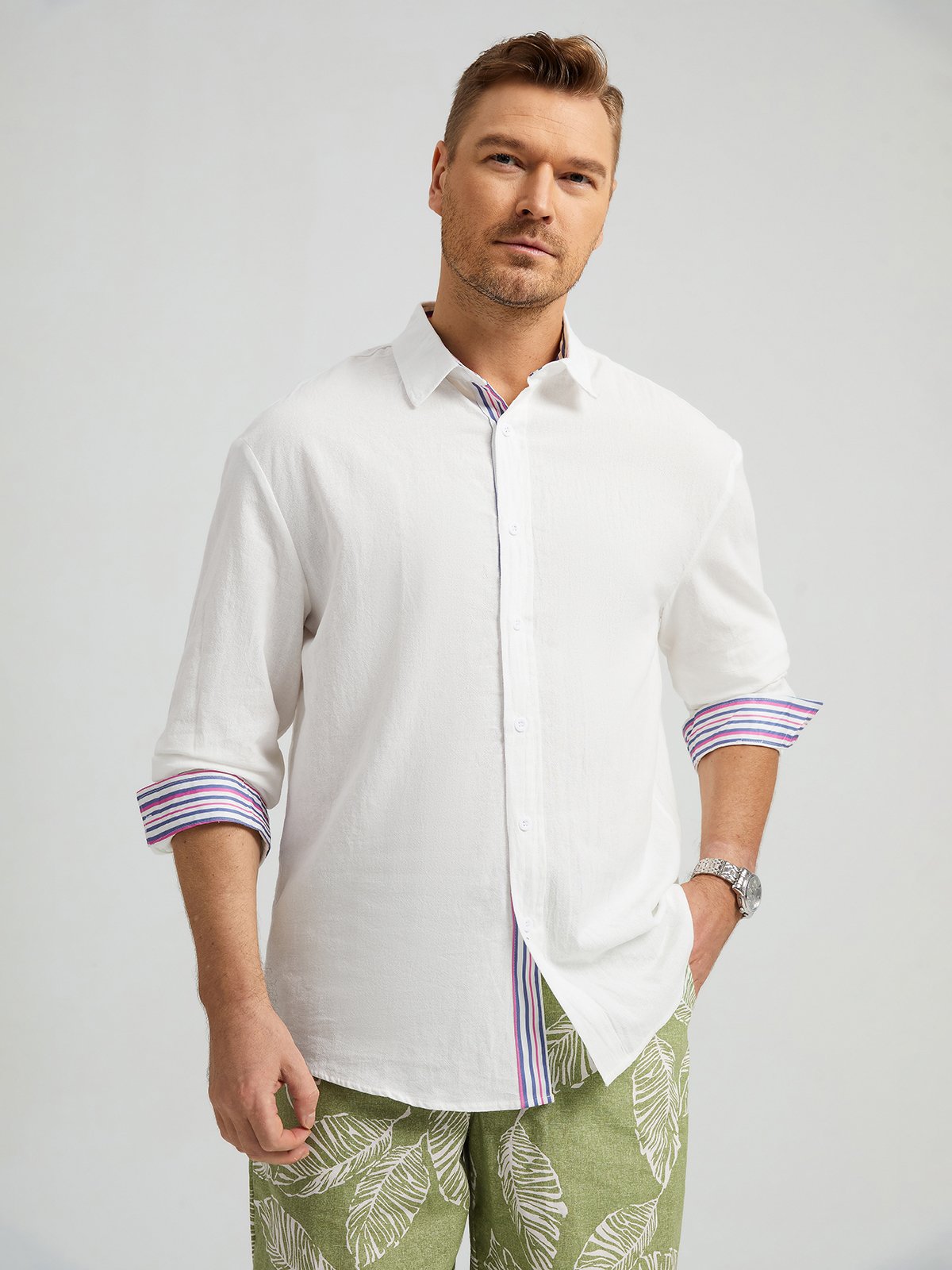 Hardaddy Patchwork Chest Pocket Long Sleeve Casual Shirt