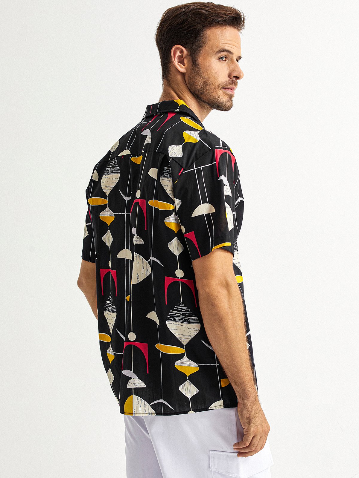 Hardaddy® Cotton Mid-Century Geo Pattern Aloha Shirt
