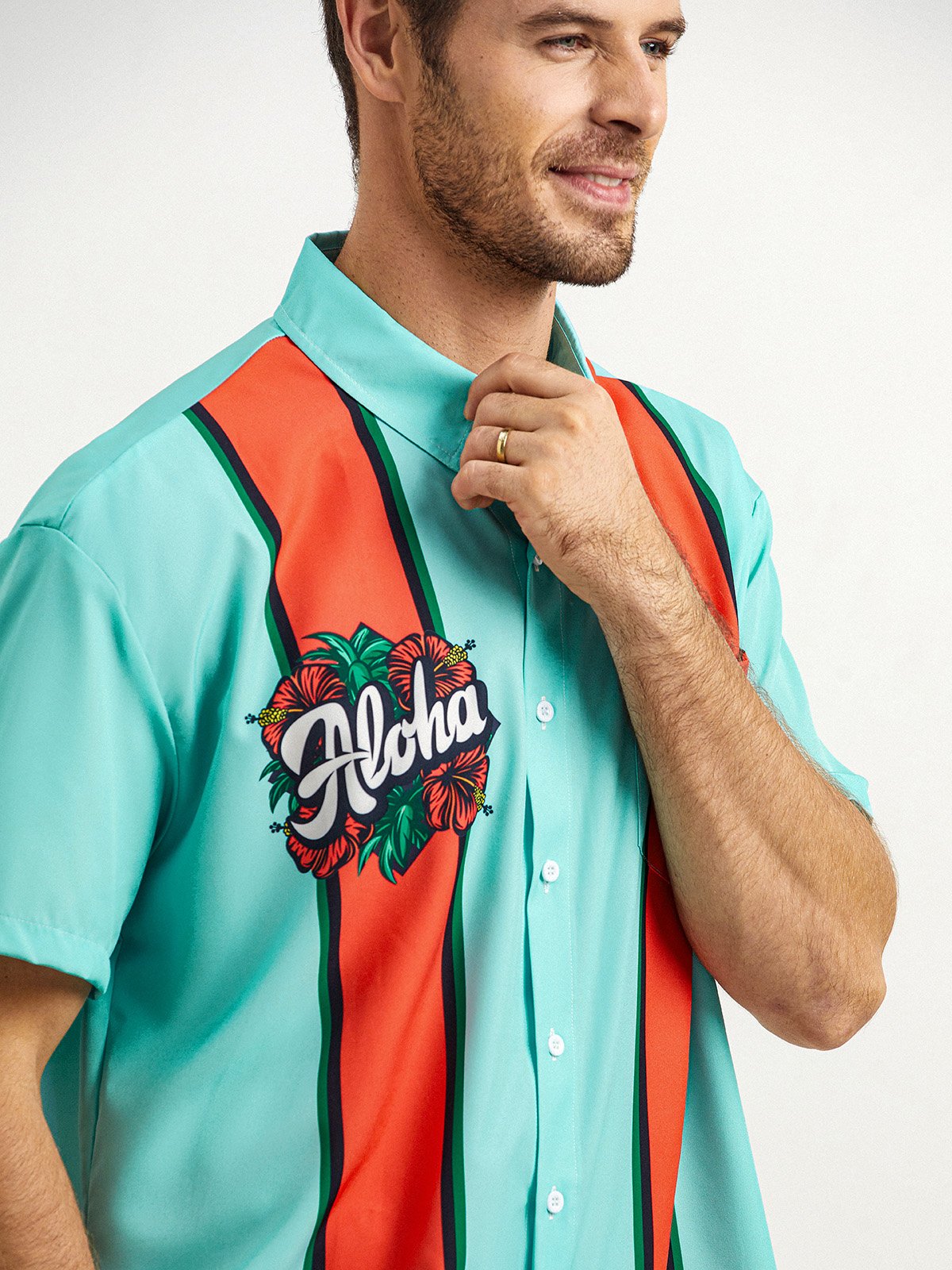 Floral Chest Pocket Short Sleeve Bowling Shirt