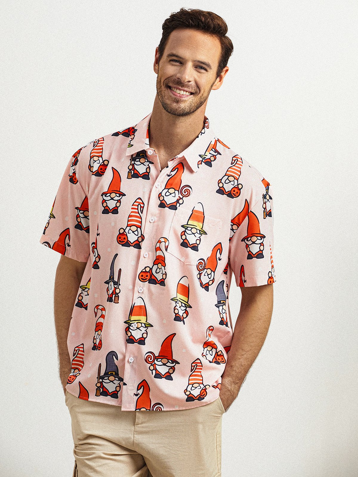 Gnome Chest Pocket Short Sleeve Casual Shirt