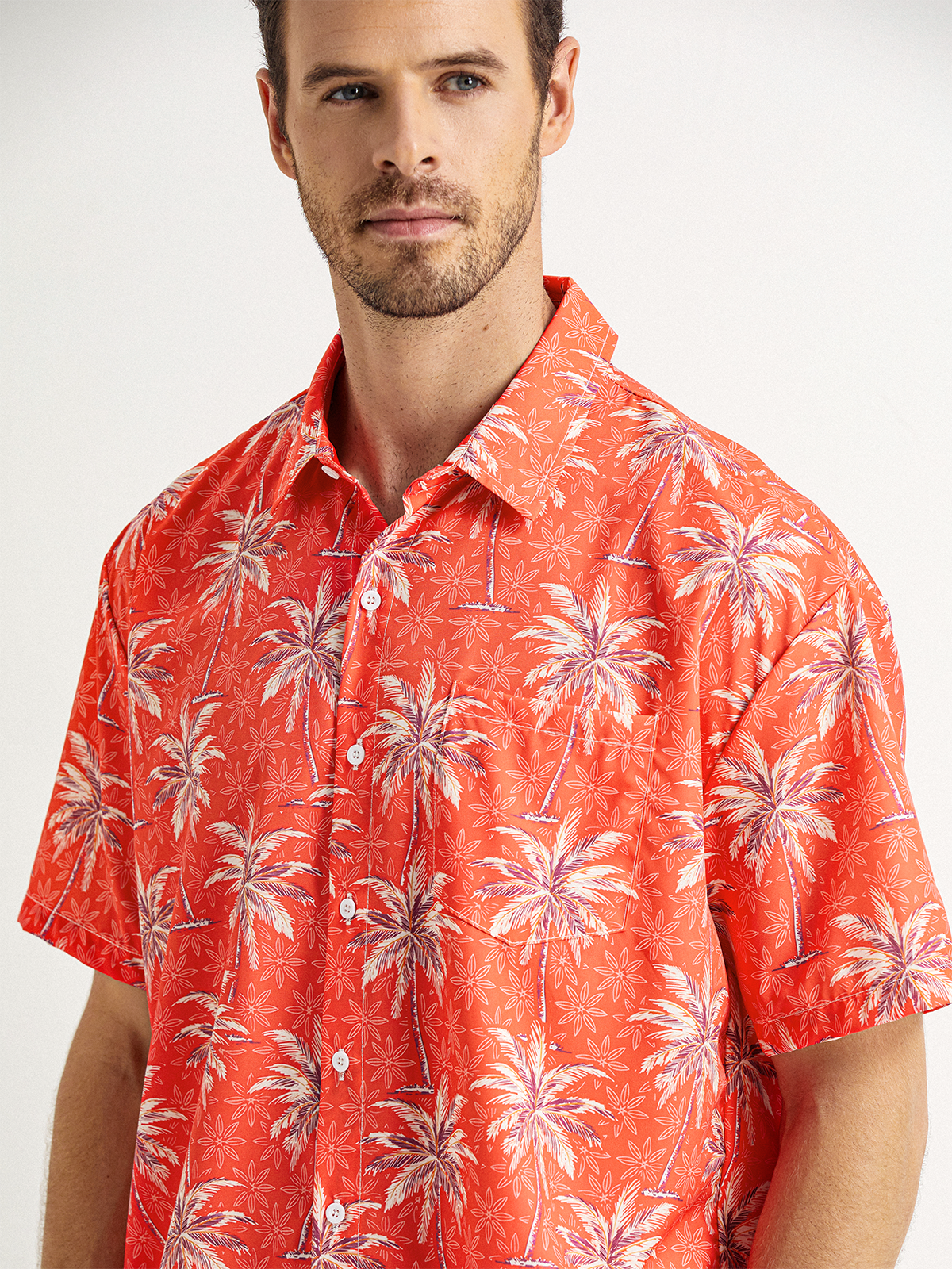 Tropical Coconut Tree Chest Bag Short Sleeve Hawaiian Shirt