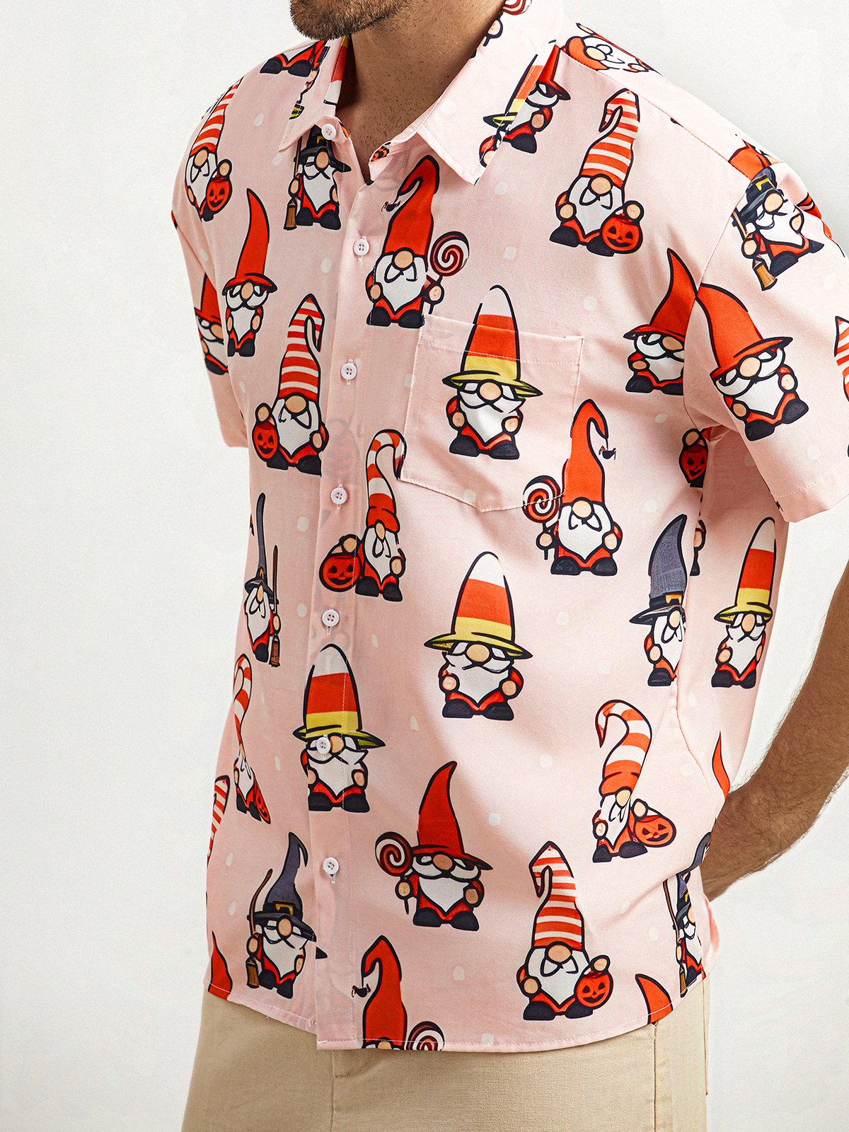 Gnome Chest Pocket Short Sleeve Casual Shirt