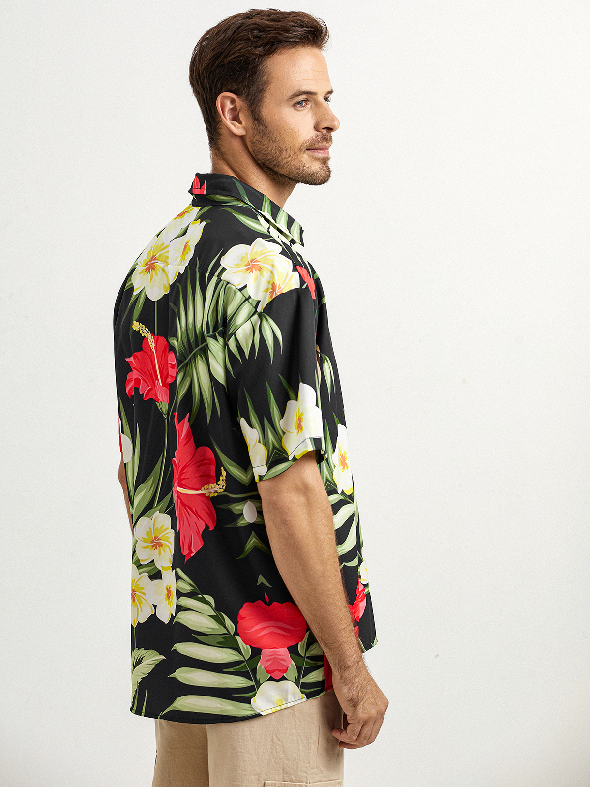 Floral Chest Pocket Short Sleeve Hawaiian Shirt