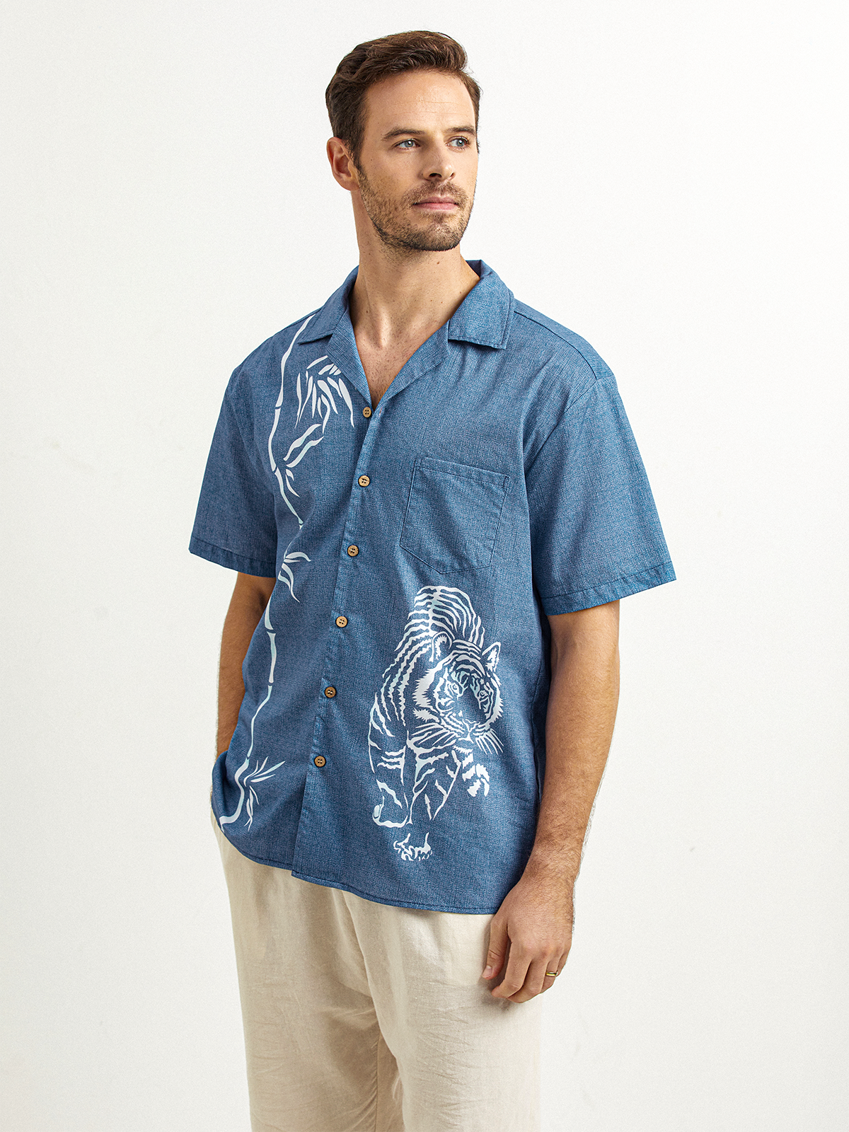 Hardaddy® Cotton Japanese Bamboo Tiger Aloha Shirt