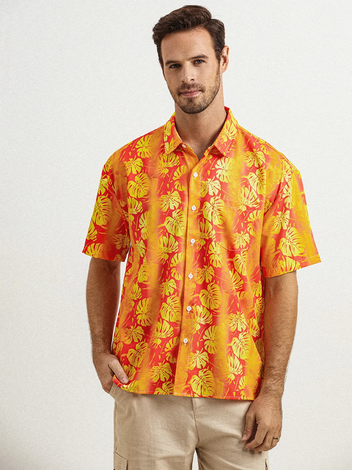 Tropical Chest Pocket Short Sleeve Hawaiian Shirt