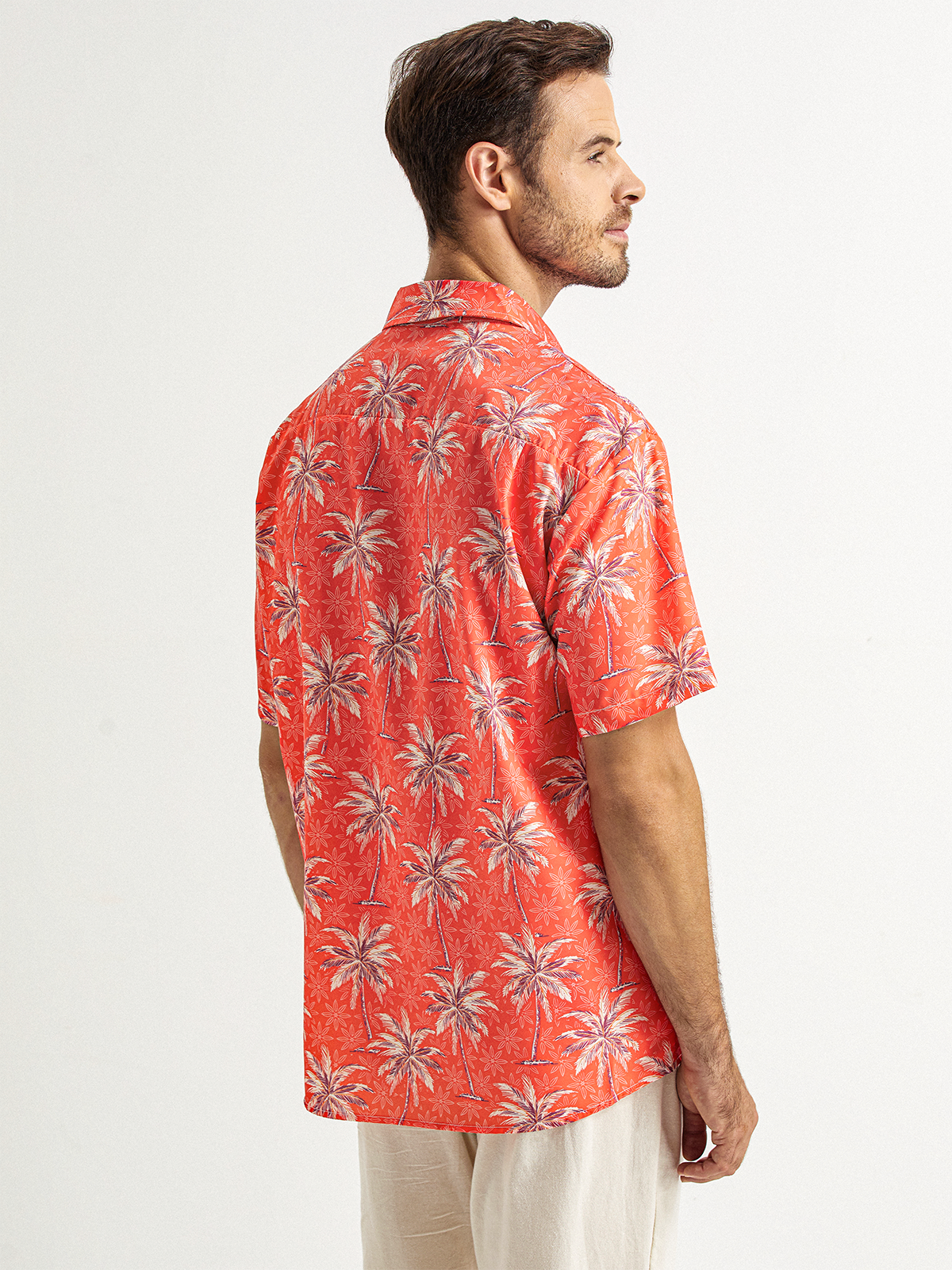 Tropical Coconut Tree Chest Bag Short Sleeve Hawaiian Shirt