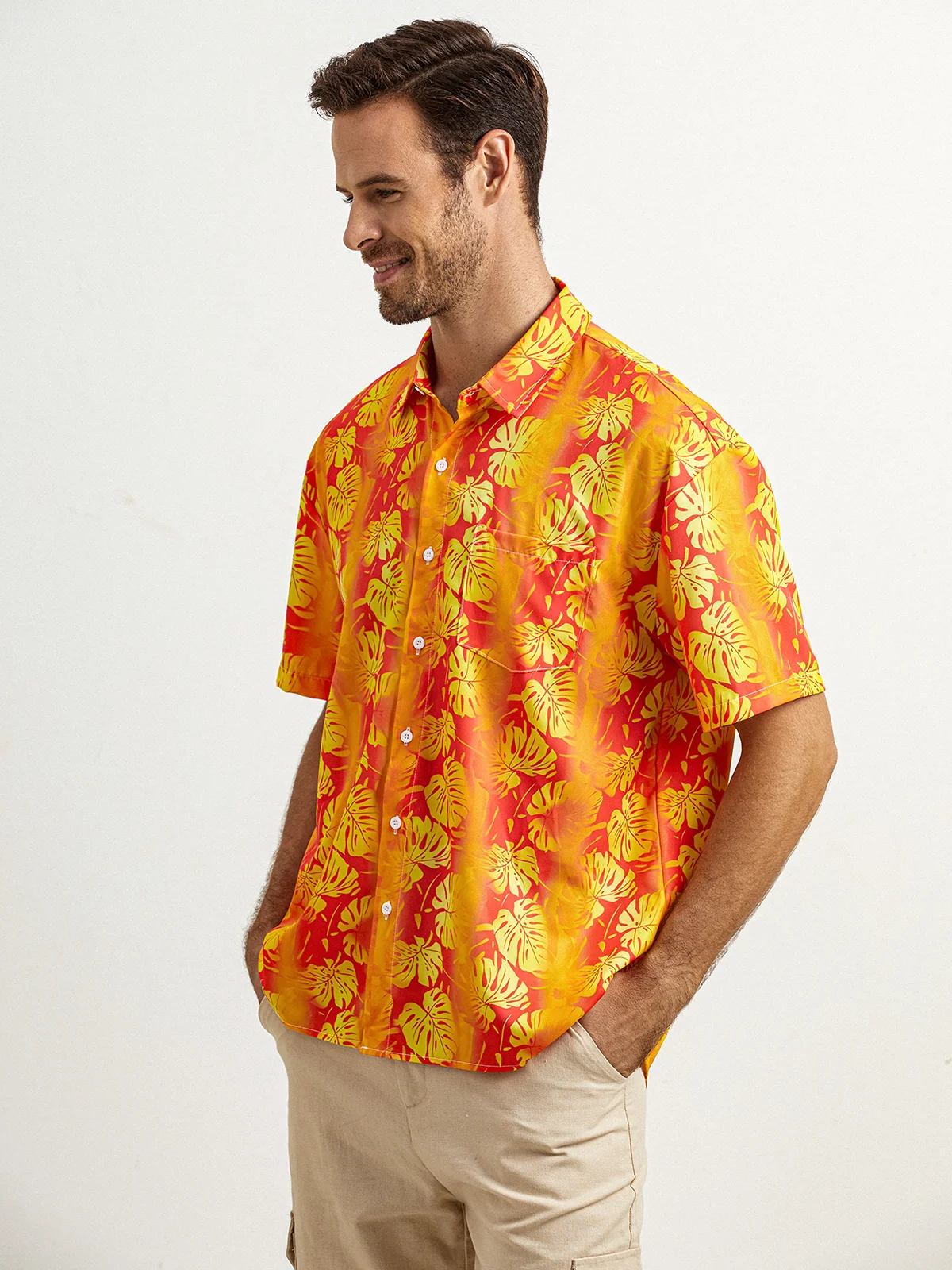 Tropical Chest Pocket Short Sleeve Hawaiian Shirt