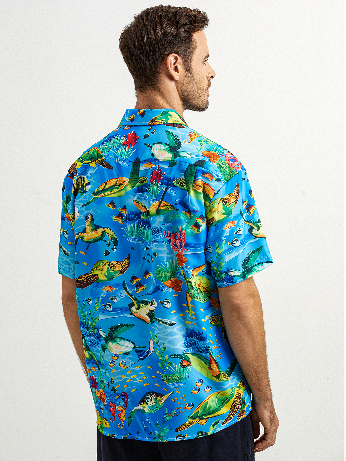 Ocean Animals Chest Pocket Short Sleeve Hawaiian Shirt