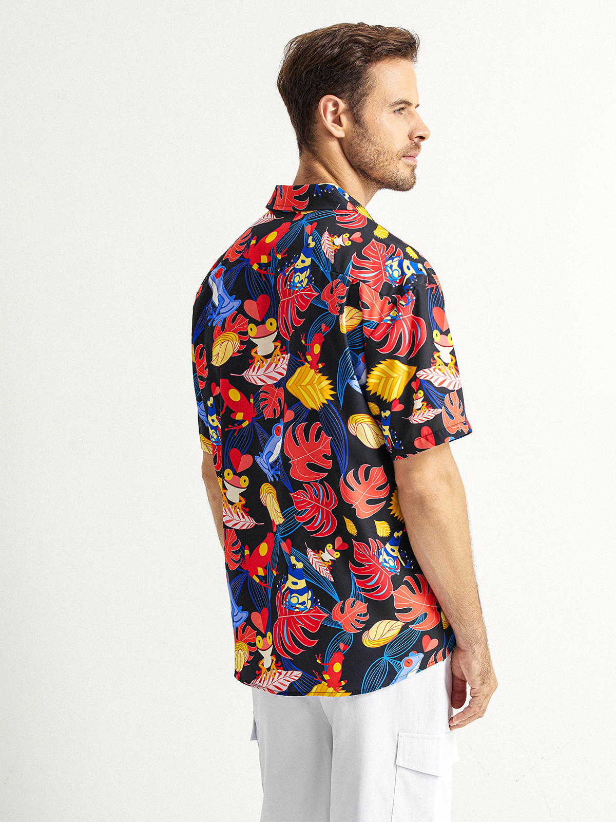 Frog Chest Pocket Short Sleeve Hawaiian Shirt