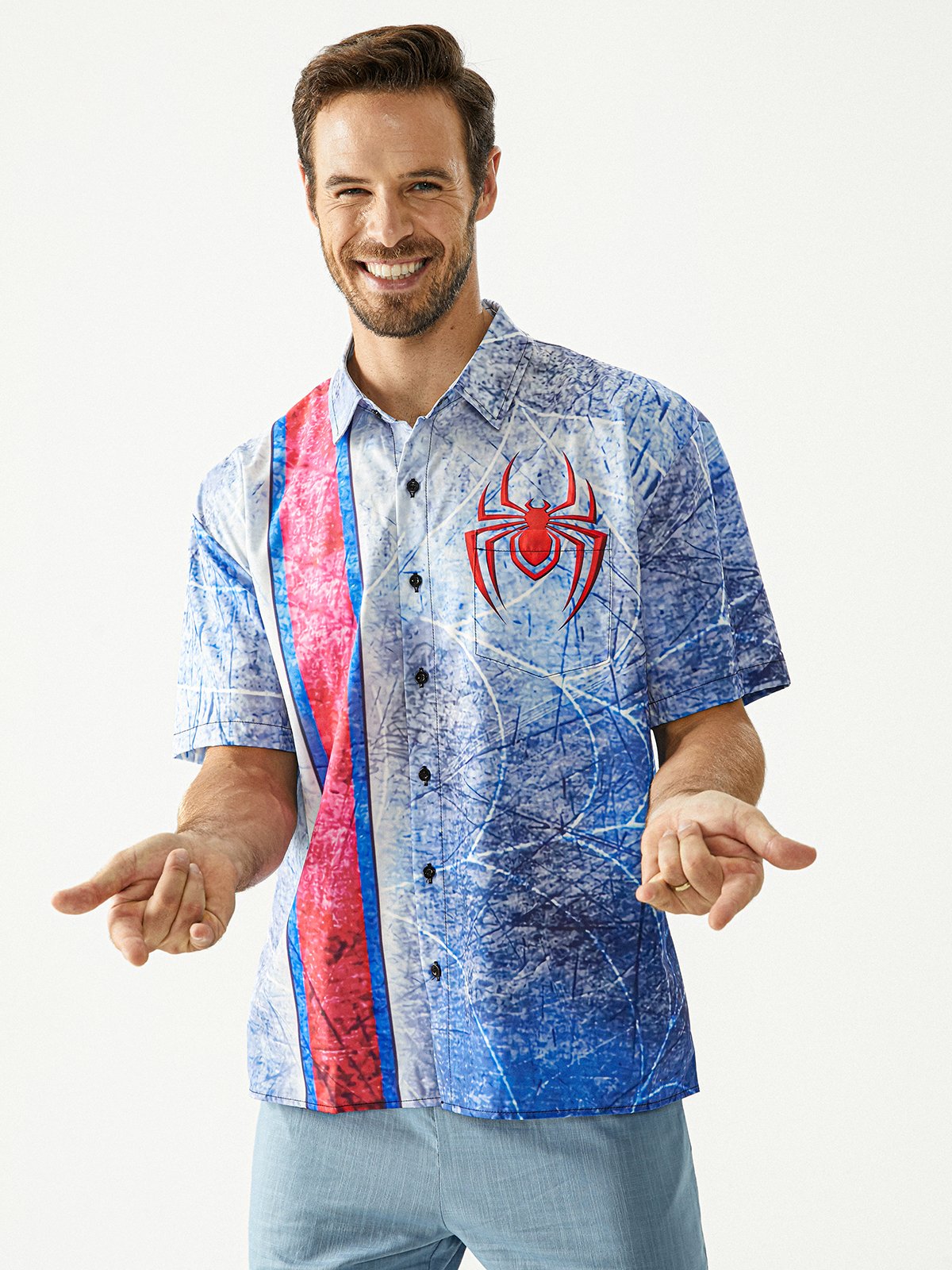 Spider Chest Pocket Short Sleeve Bowling Shirt