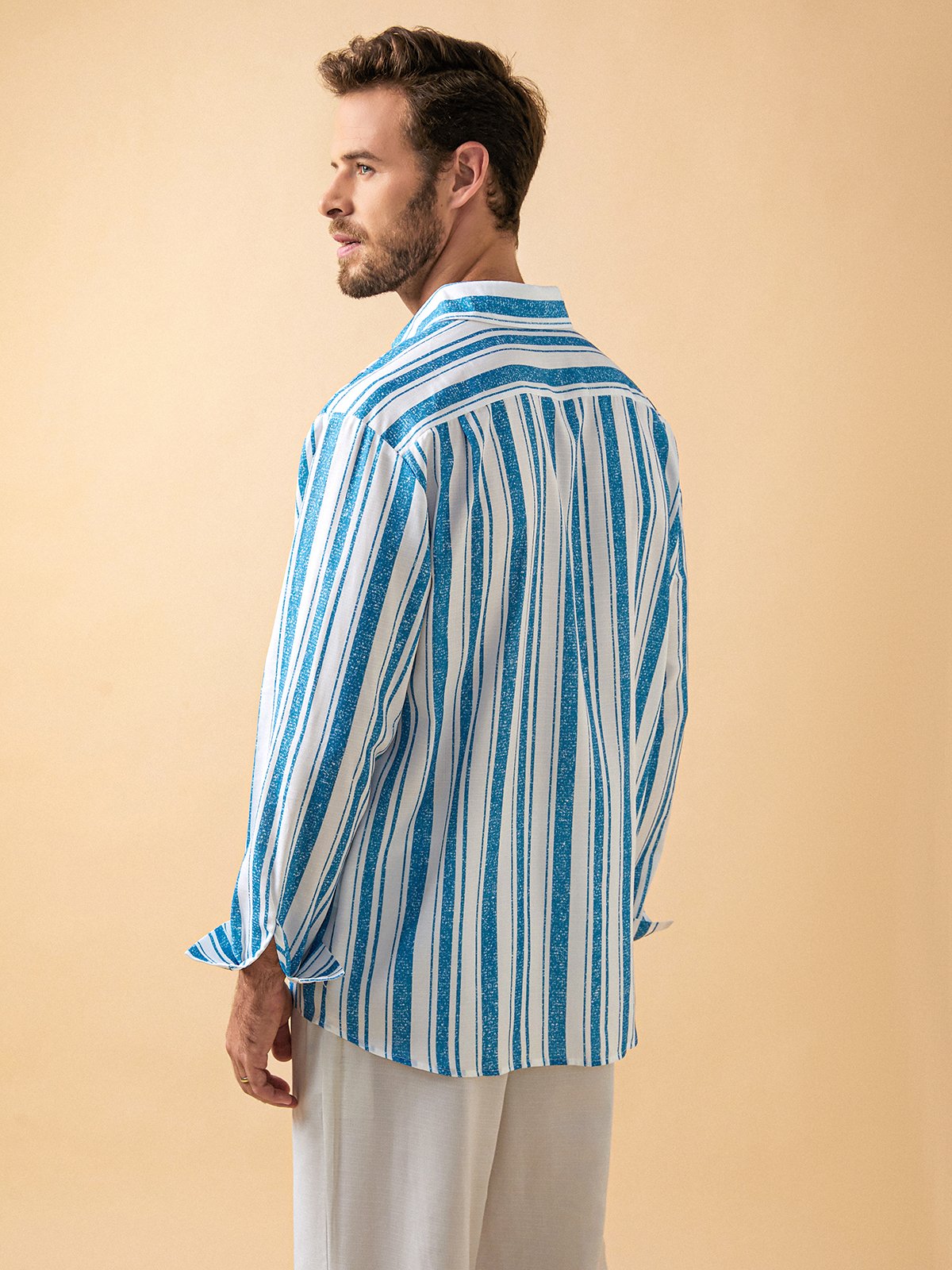 Hardaddy Striped Chest Pocket Long Sleeve Casual Shirt