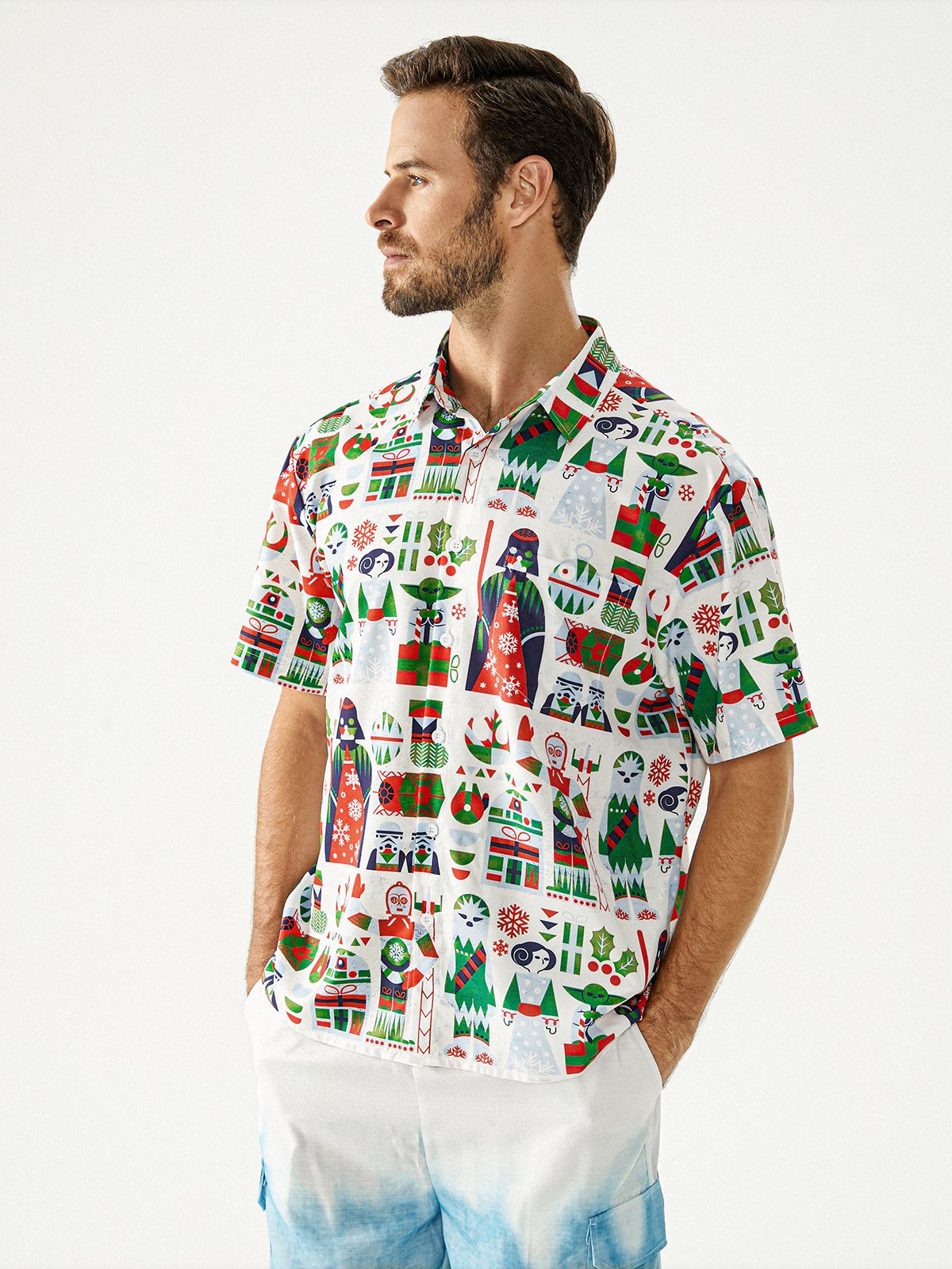 Christmas Chest Pocket Short Sleeve Shirt