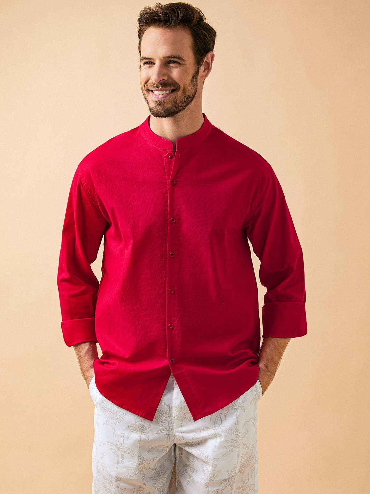 Hardaddy Plain Cotton  Long Sleeve Casual Shirt