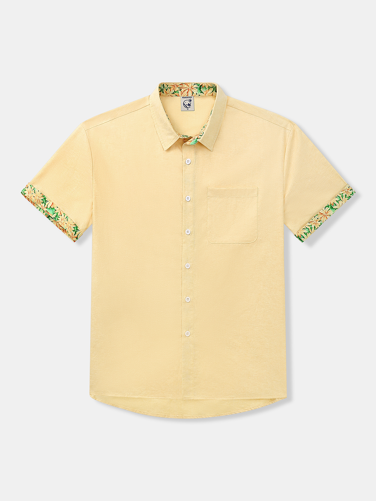 Cotton Floral Contrast Short Sleeve Shirt