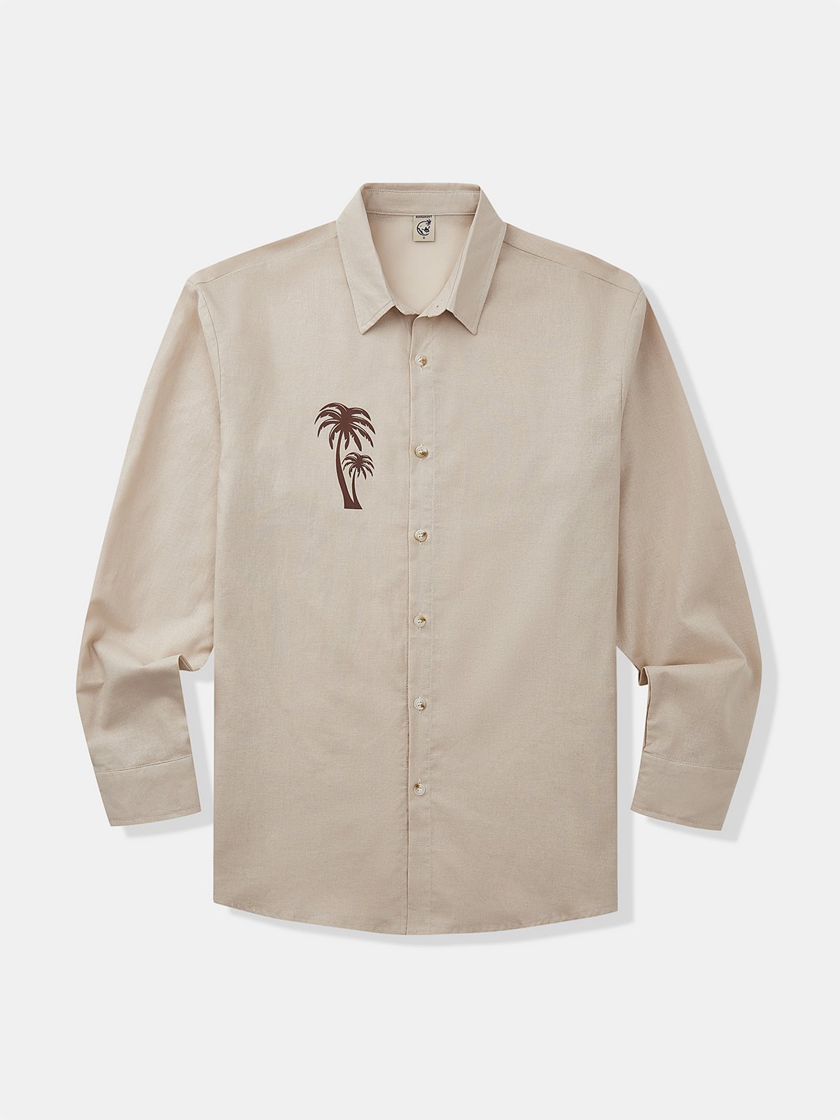 Hardaddy Cotton Coconut Tree Print Long Sleeve Casual Shirt