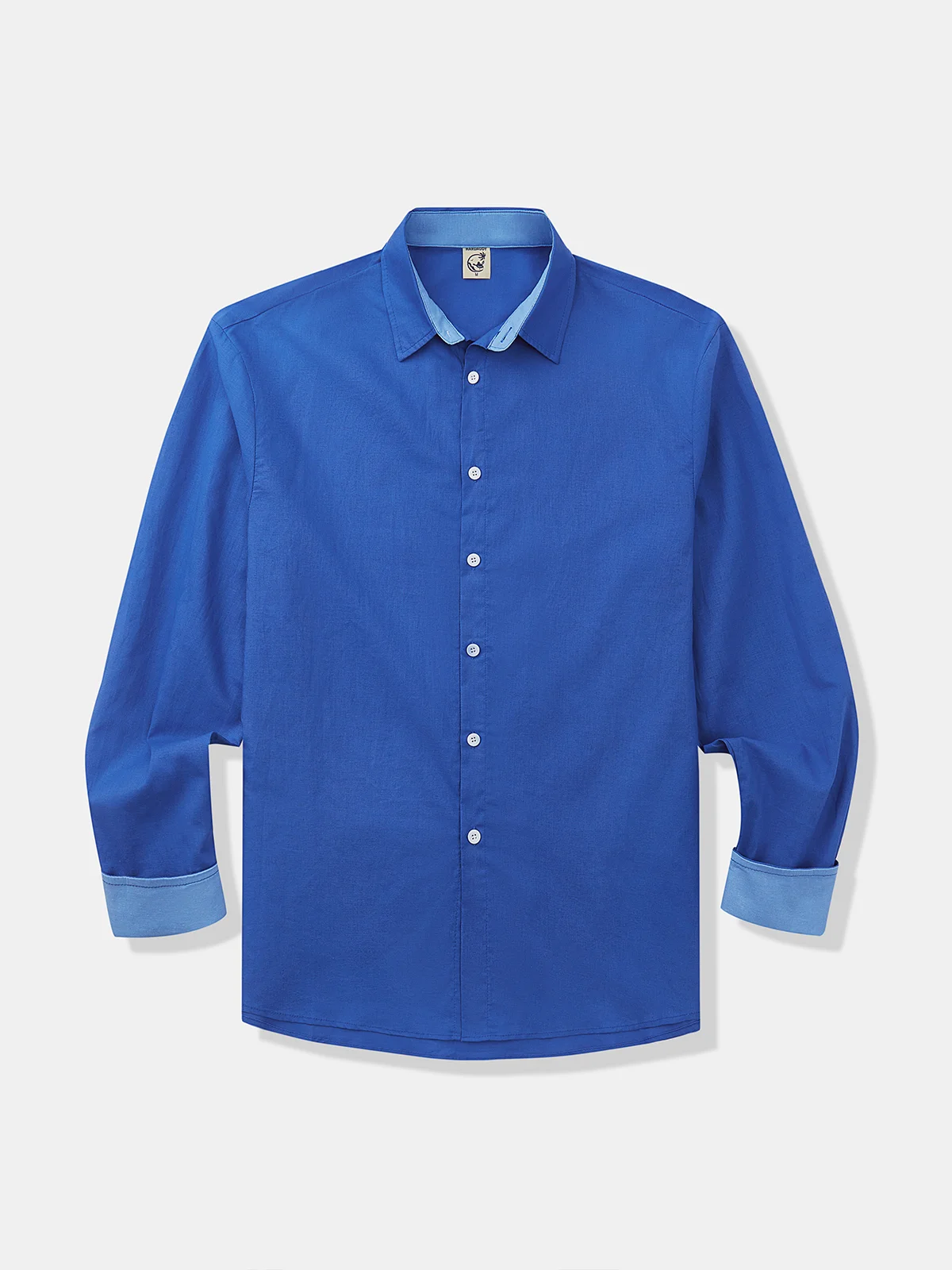 Cotton Contrast Color Long Sleeve Casual Shirt