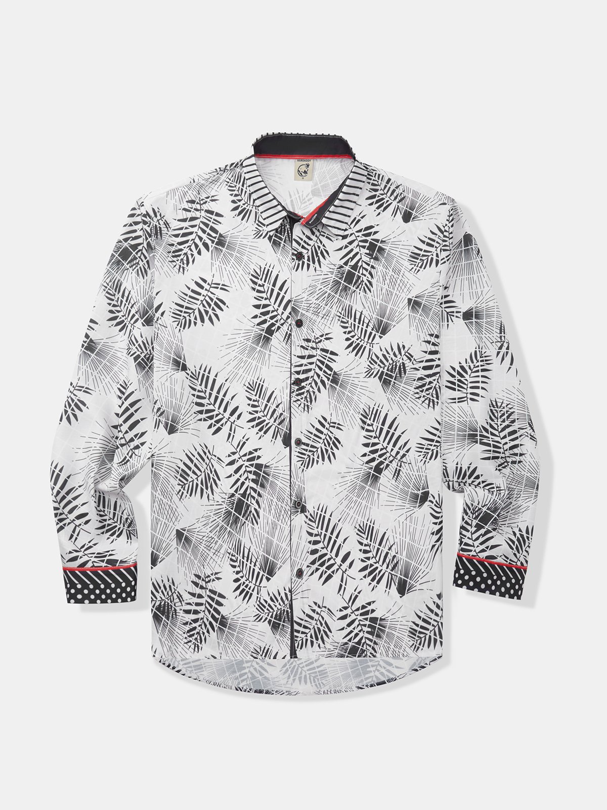 Hardaddy Tropical Leaves Long Sleeve Casual Shirt