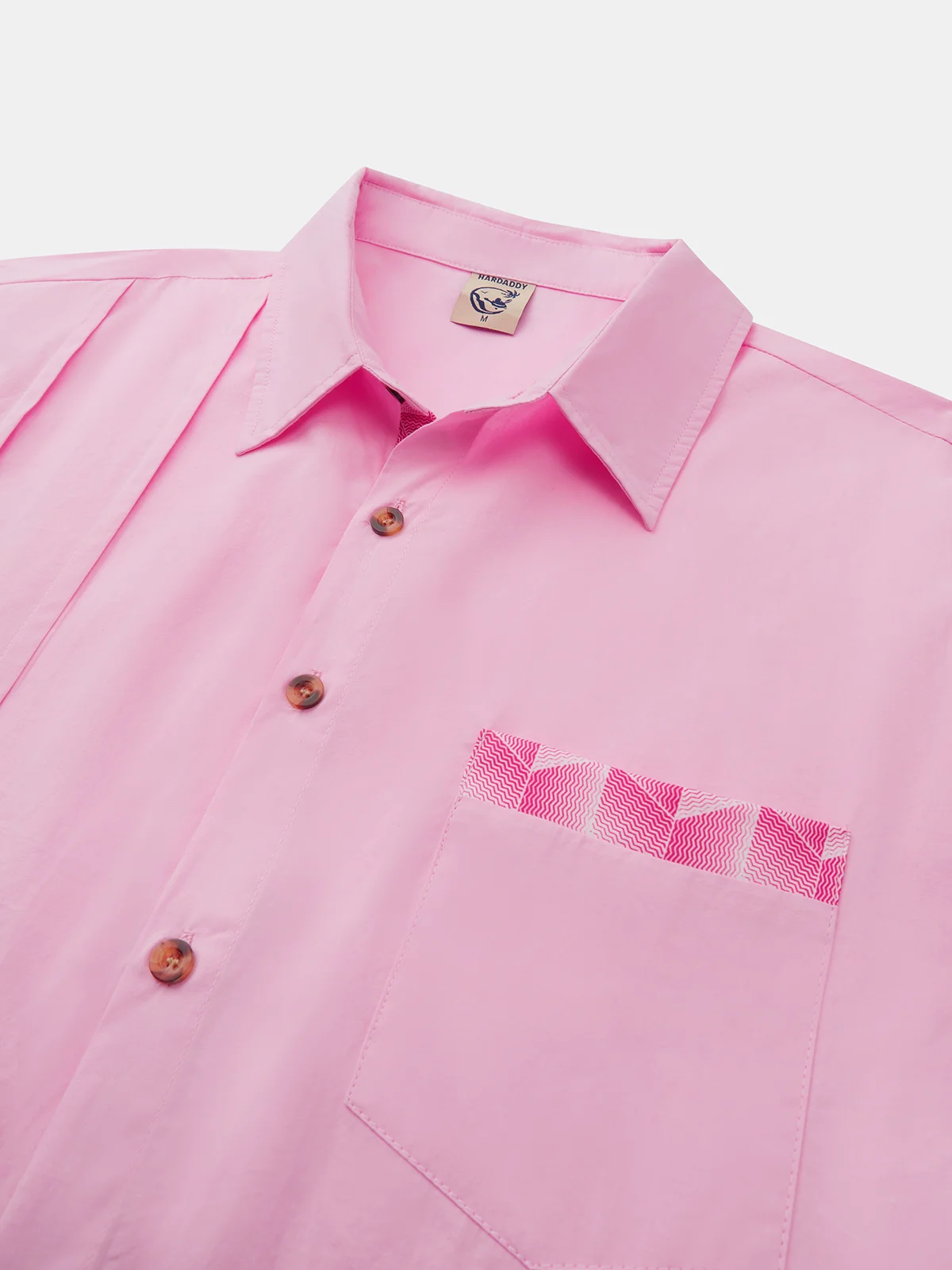 Cotton Contrast Geometric Pattern Casual Shirt