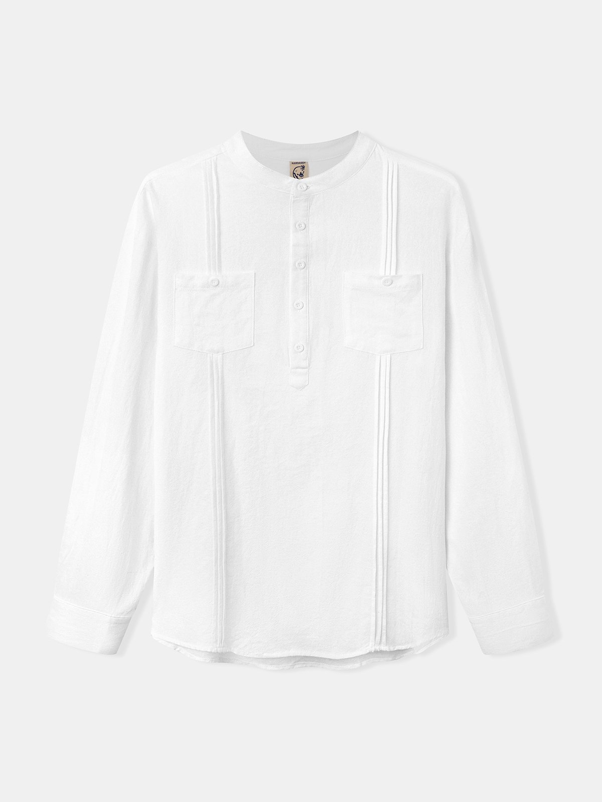 Cotton Henley Collar Guayabera Shirt