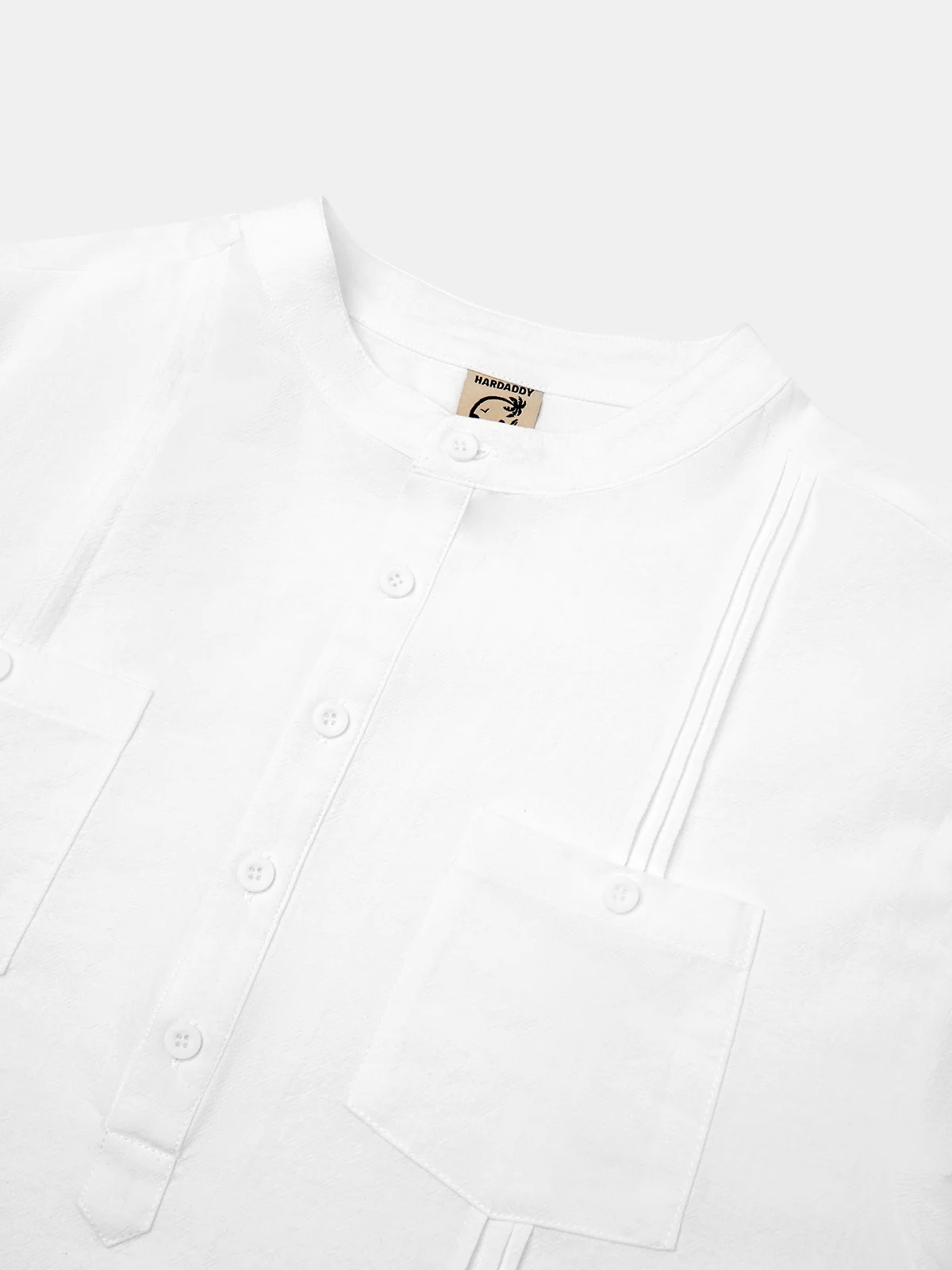 Cotton Henley Collar Guayabera Shirt