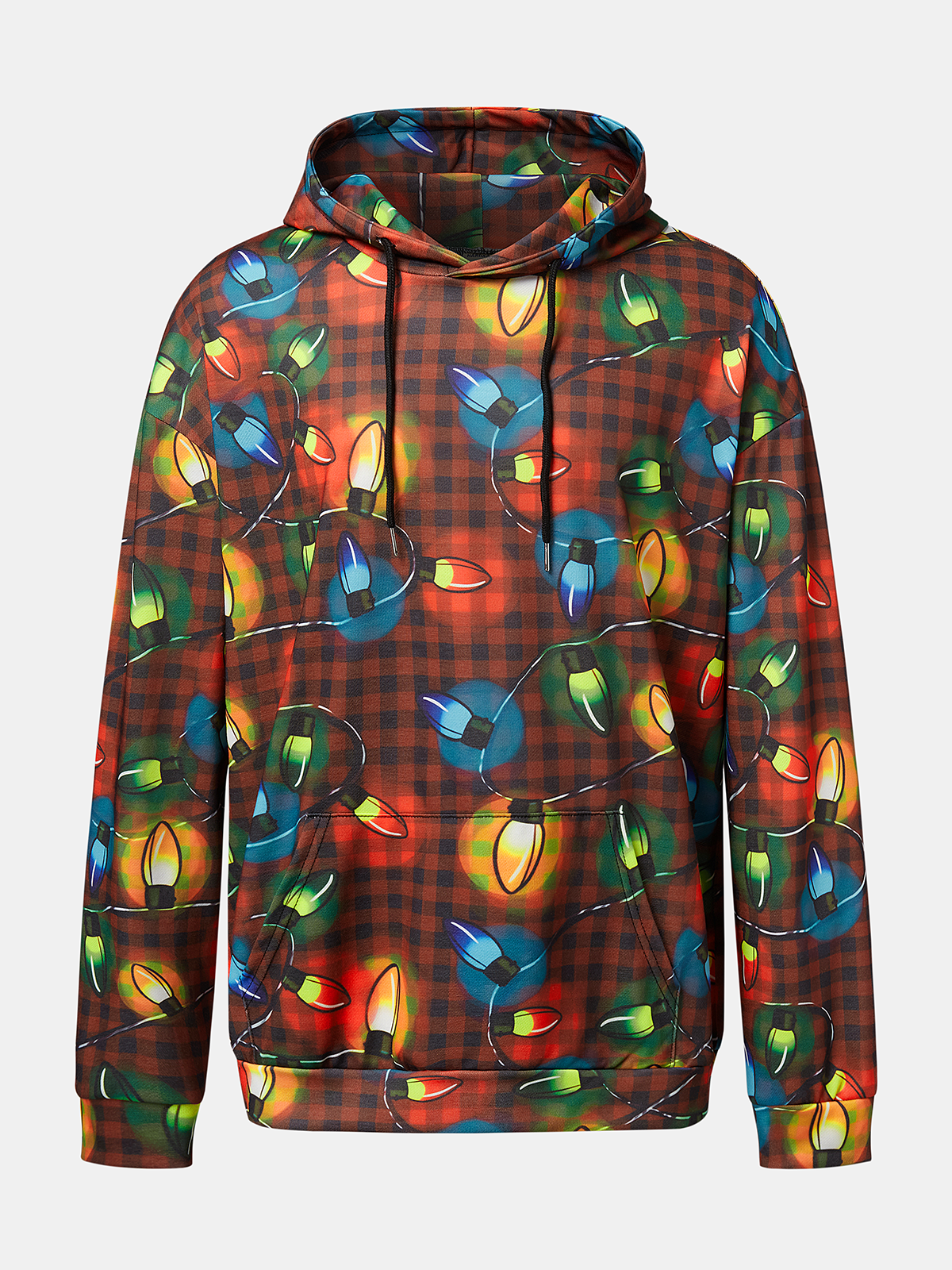 Christmas Lights Plaid Hoodie