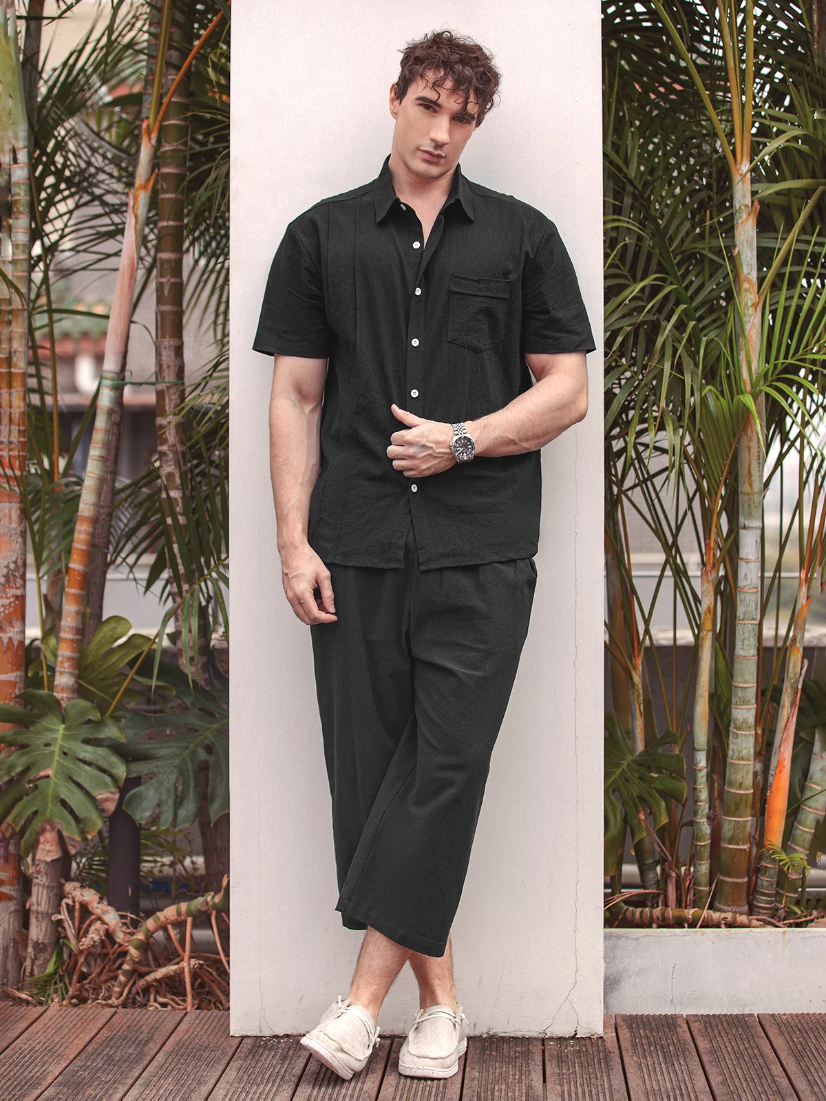 Cotton Elastic-Waist Pants