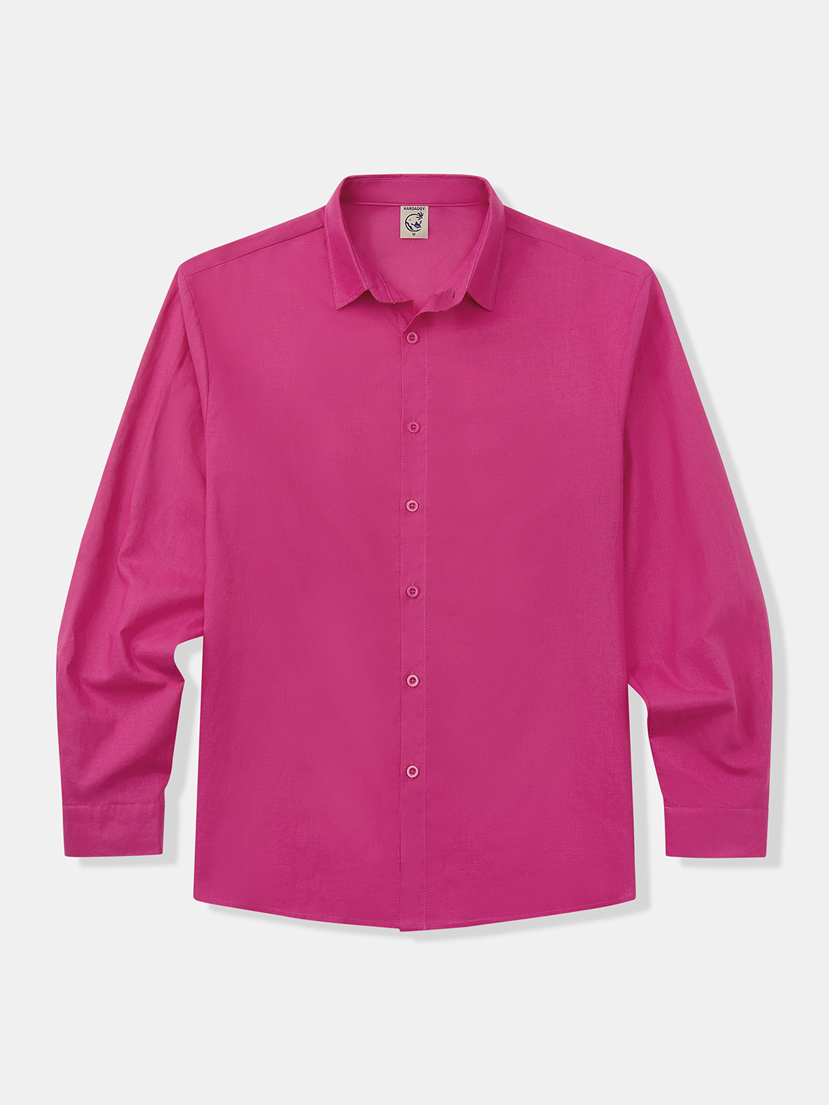 Hardaddy Pink 100% Cotton Plain Long Sleeve Casual Hawaiian Men's Shirt