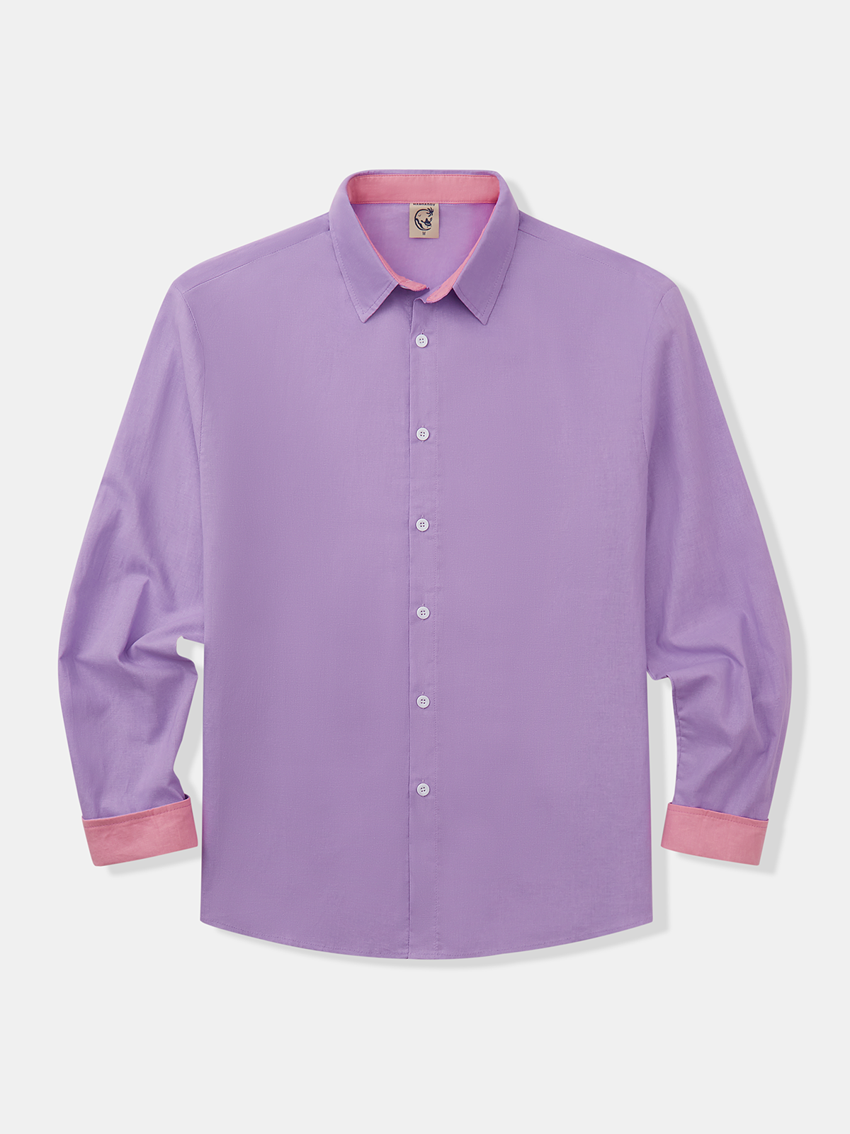 Hardaddy Cotton Contrast Color Long Sleeve Casual Shirt