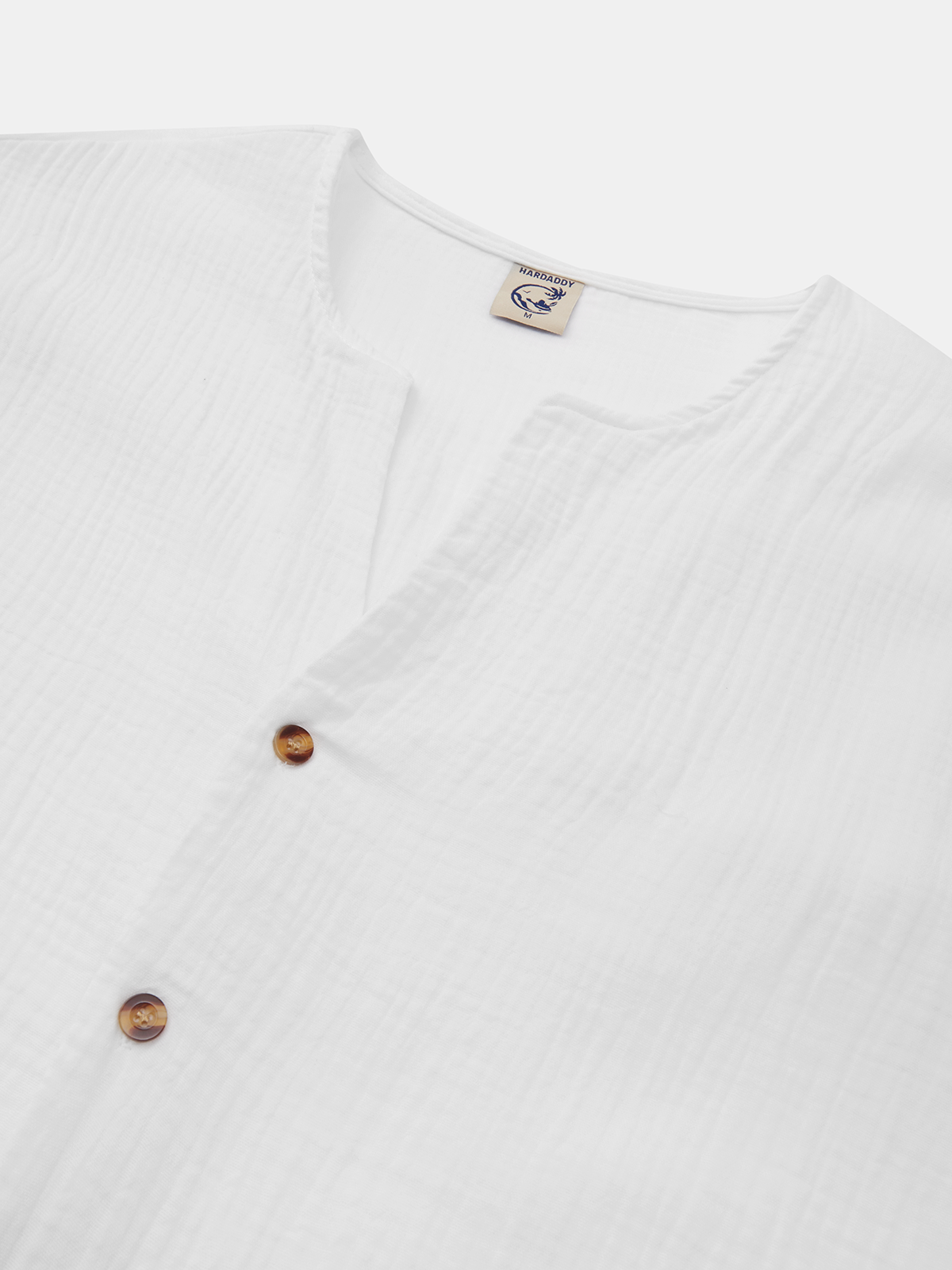 Hardaddy Cotton Plain Long Sleeves Notch Neck Casual Shirt