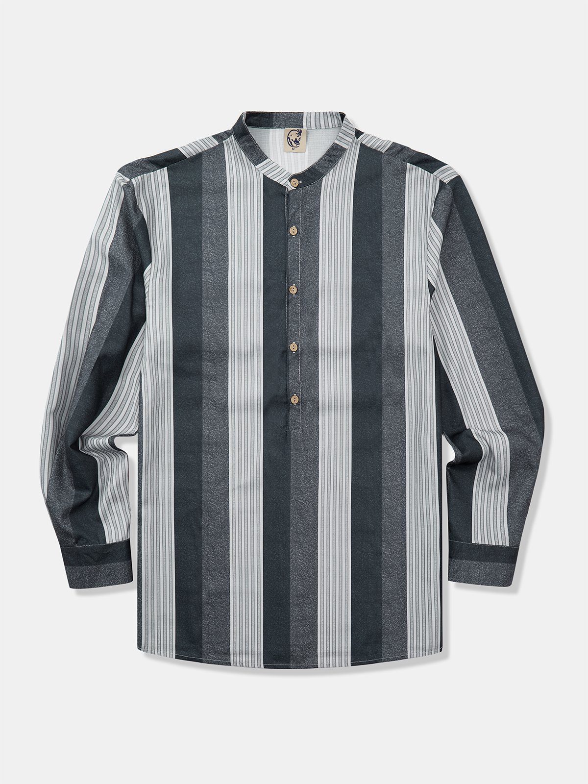 Striped Long Sleeve Casual Henley Shirt