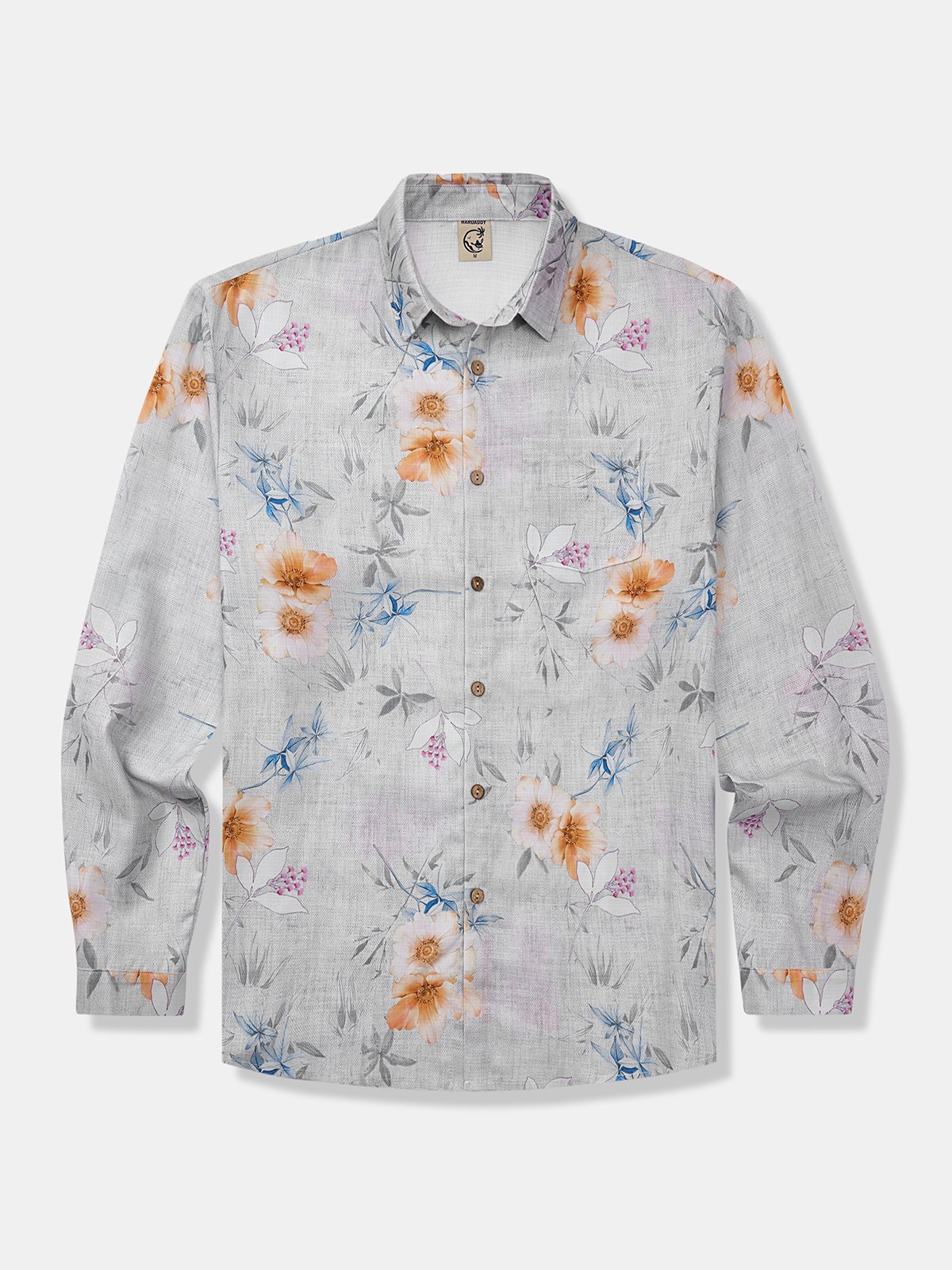 Floral Chest Pocket Long Sleeve Casual Shirt