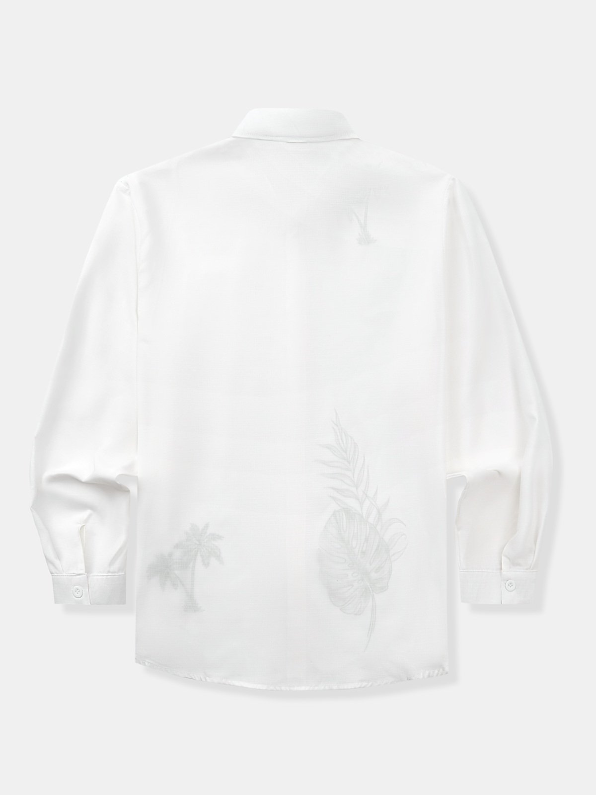 Botanical Palm Chest Pocket Long Sleeve Casual Shirt