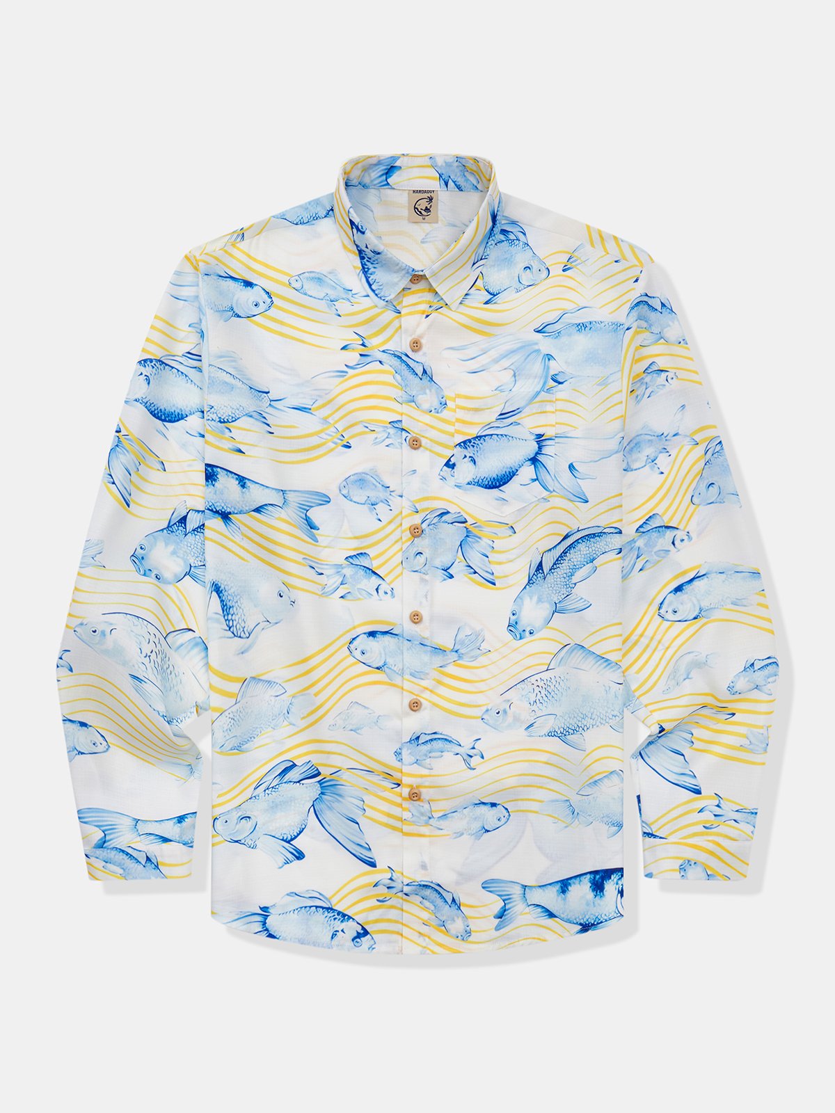 Japanese KOI Chest Pocket Long Sleeve Vacation Shirt