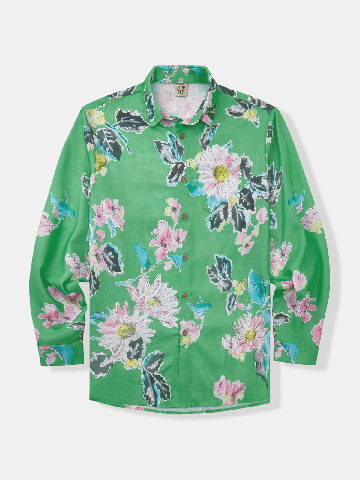 Floral Chest Pockets Long Sleeve Resort Shirt