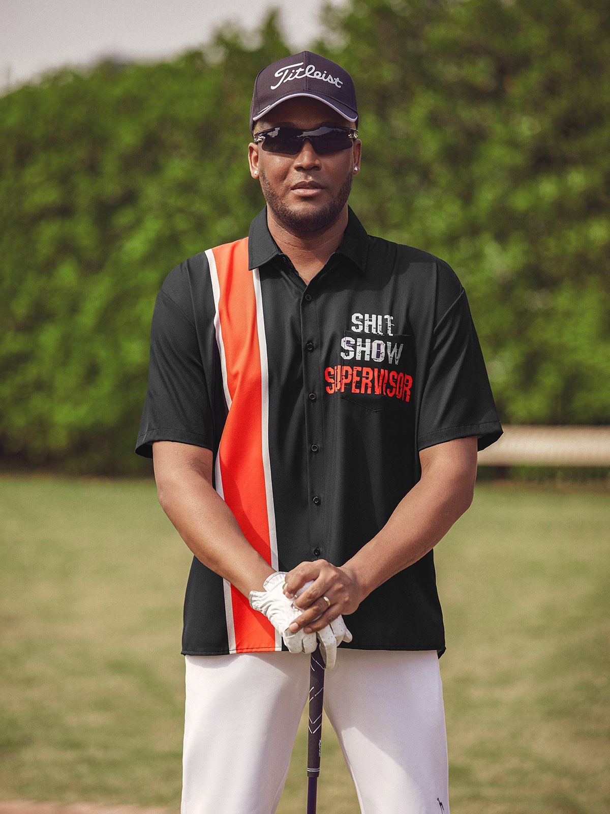 Hardaddy Text Shit Show Supervisor Black Chest Pocket Regular Fit Short Sleeve Bowling Shirt