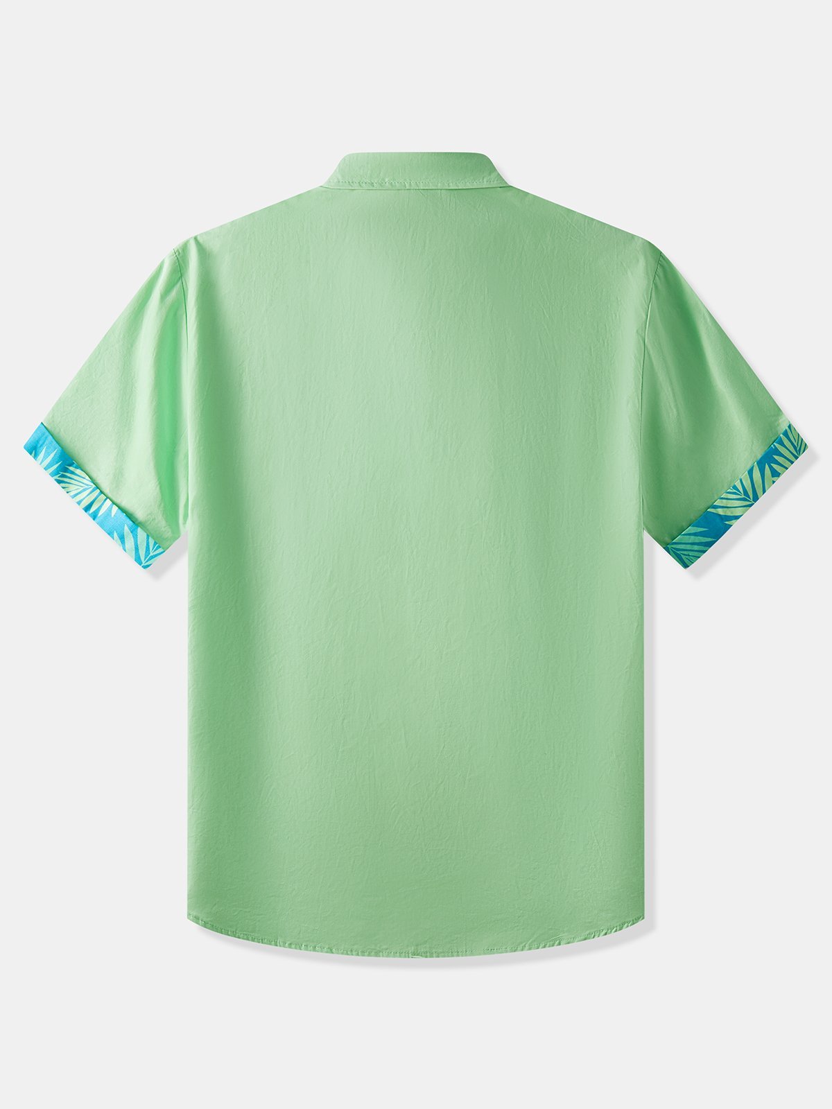 Hardaddy Green Cotton Botanical Contrast Short Sleeve Hawaiian Shirt For Men