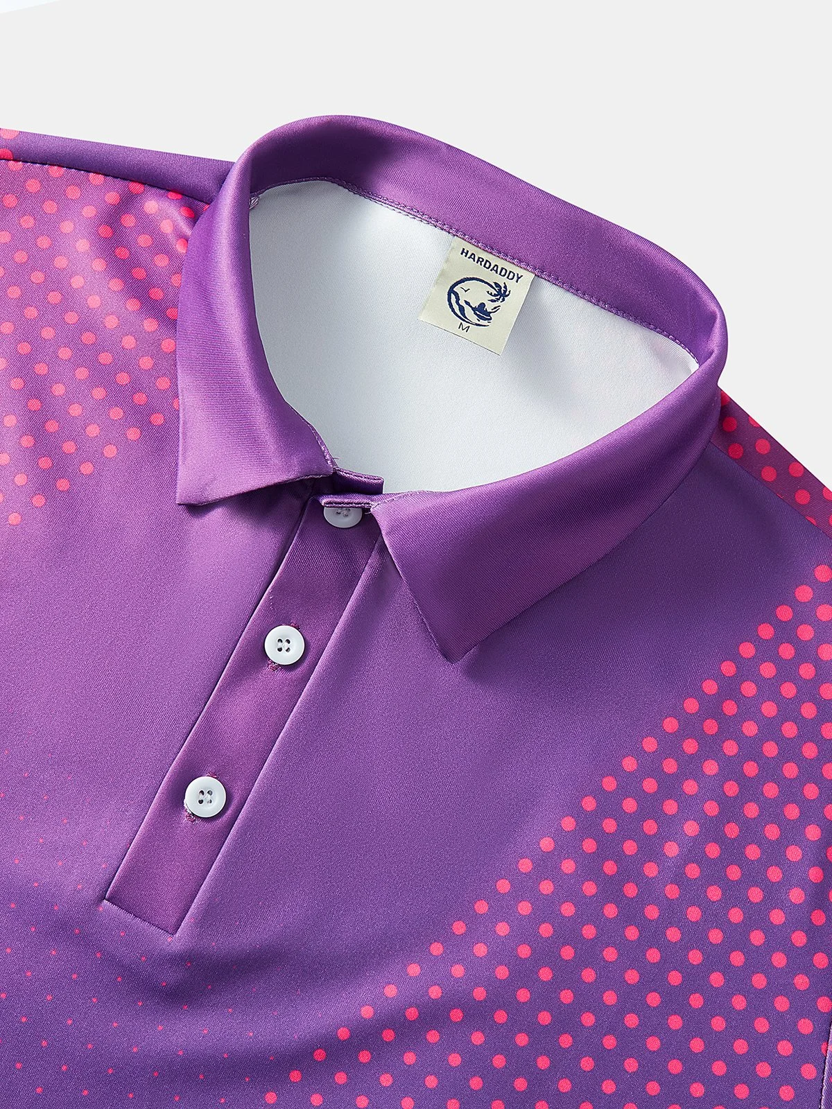 Hardaddy Gradient Polka Dots Button Short Sleeve Polo Shirt