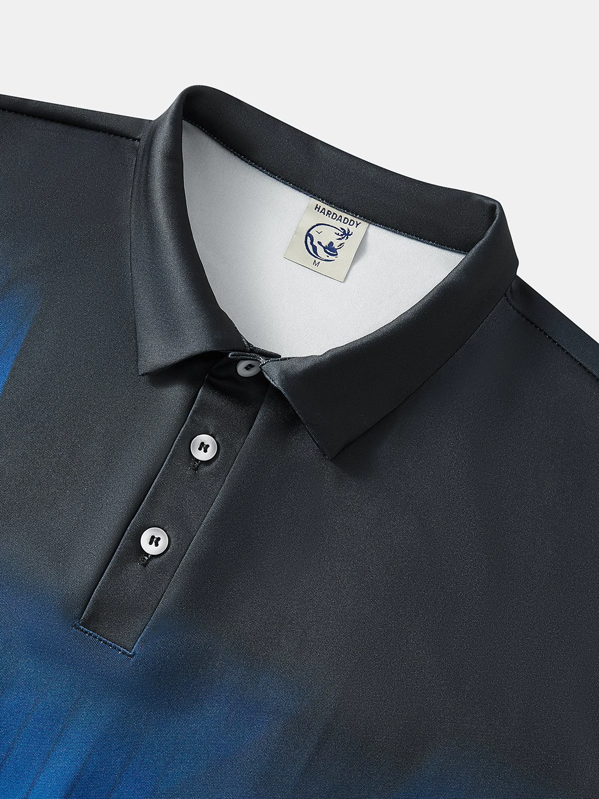 Hardaddy Ombre Geometric Button Short Sleeve Polo Shirt