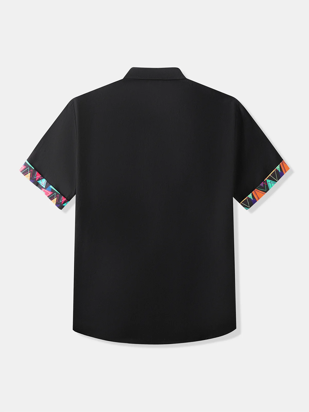 Hardaddy 100% Cotton Black Patchwork Short Sleeve Resort Comfy Shirt Hawaiian Daily Shirt