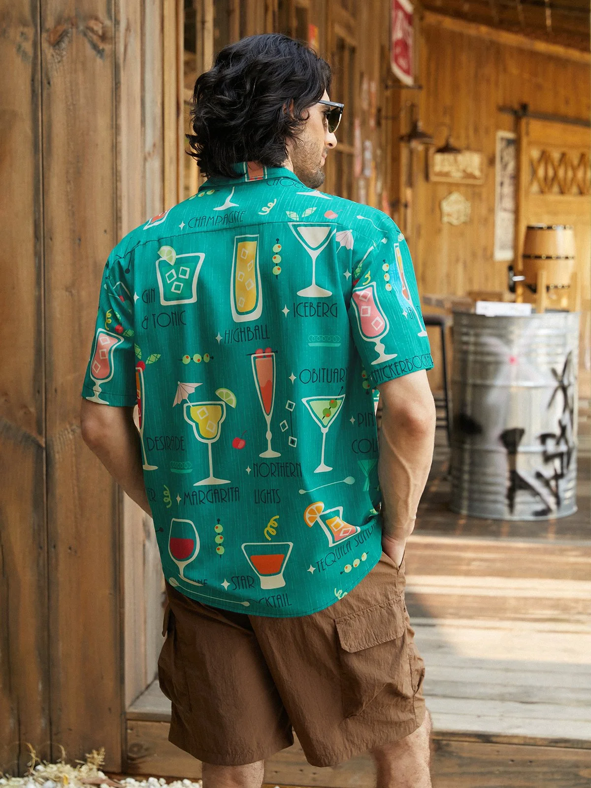 Hardaddy Medieval Cocktail Chest Pocket Short Sleeve Hawaiian Shirt