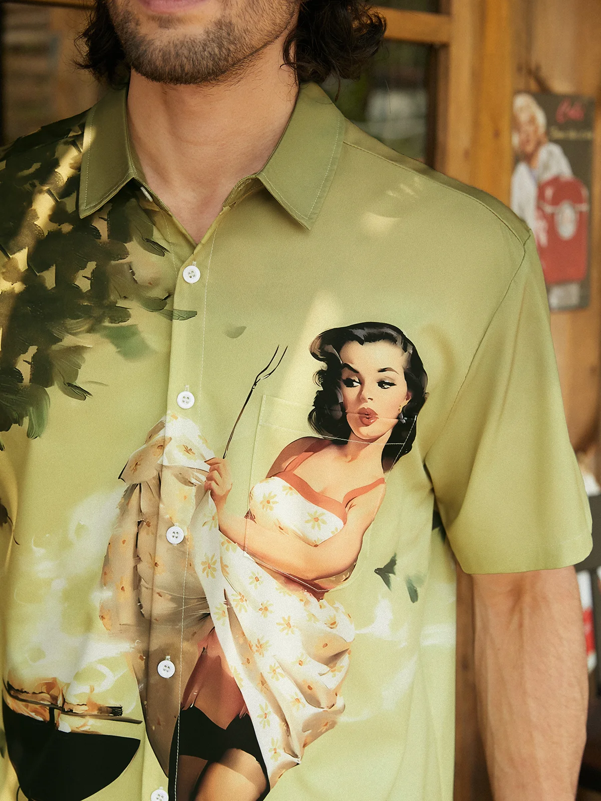 Hardaddy Retro Beauty Chest Pocket Short Sleeve Hawaiian Shirt