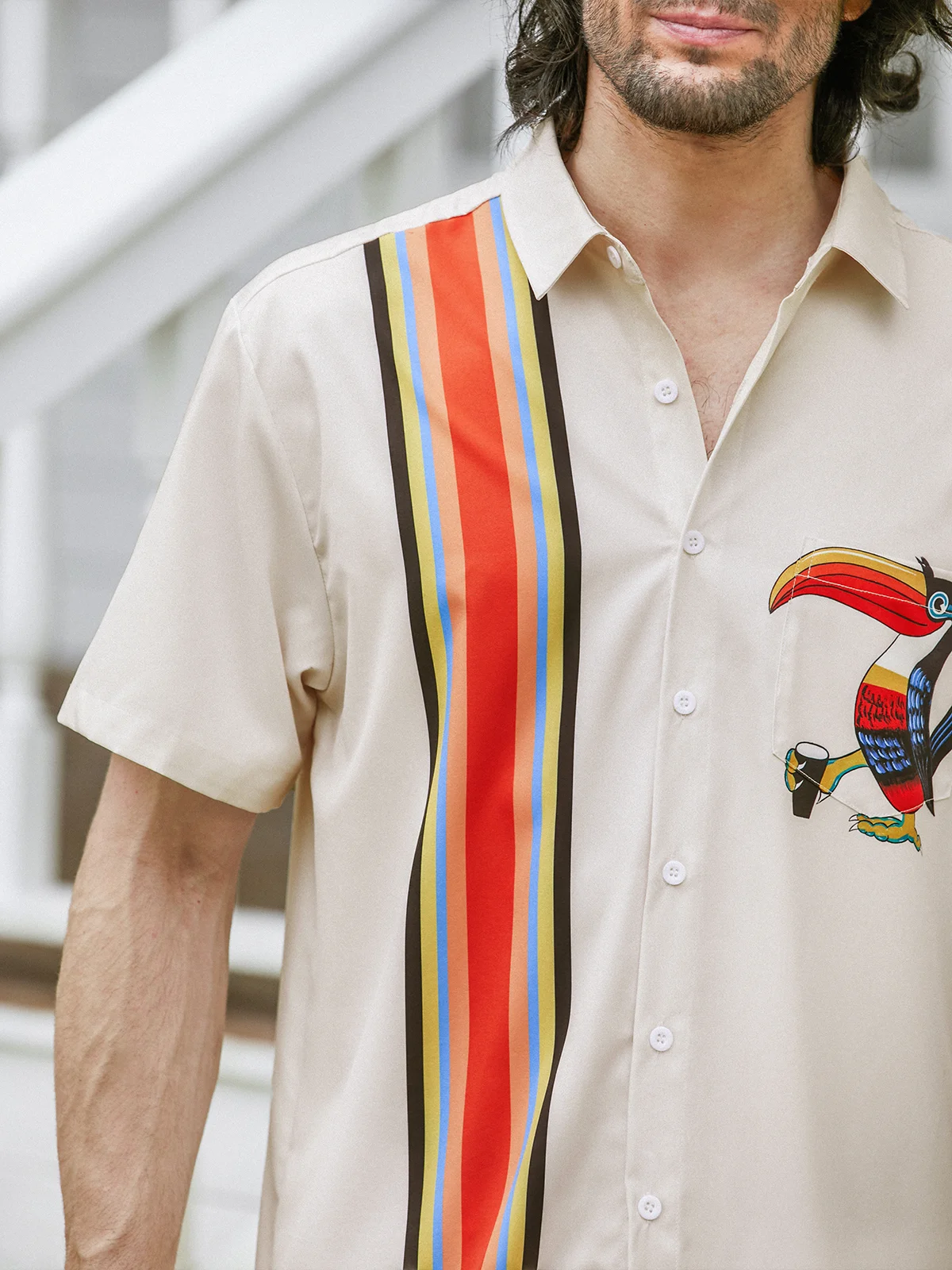 Hardaddy Moisture-wicking Toucan Chest Pocket Bowling Shirt