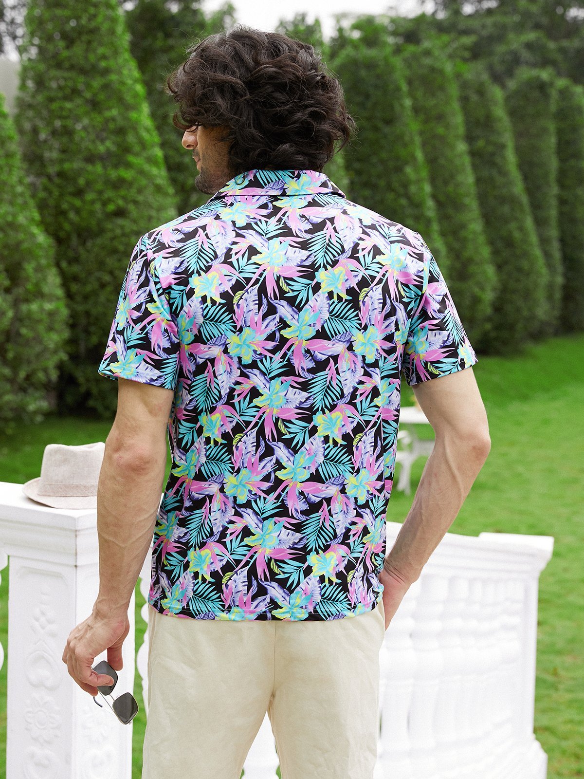 Hardaddy Moisture-wicking Tropical Short Sleeve Golf Polo Shirt