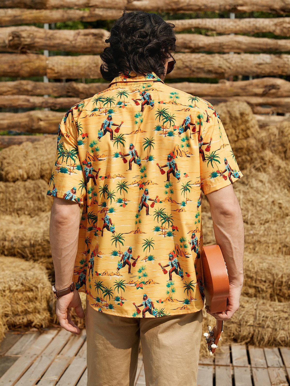 Hardaddy Coconut Tree Bigfoot Chest Pocket Short Sleeve Hawaiian Shirt
