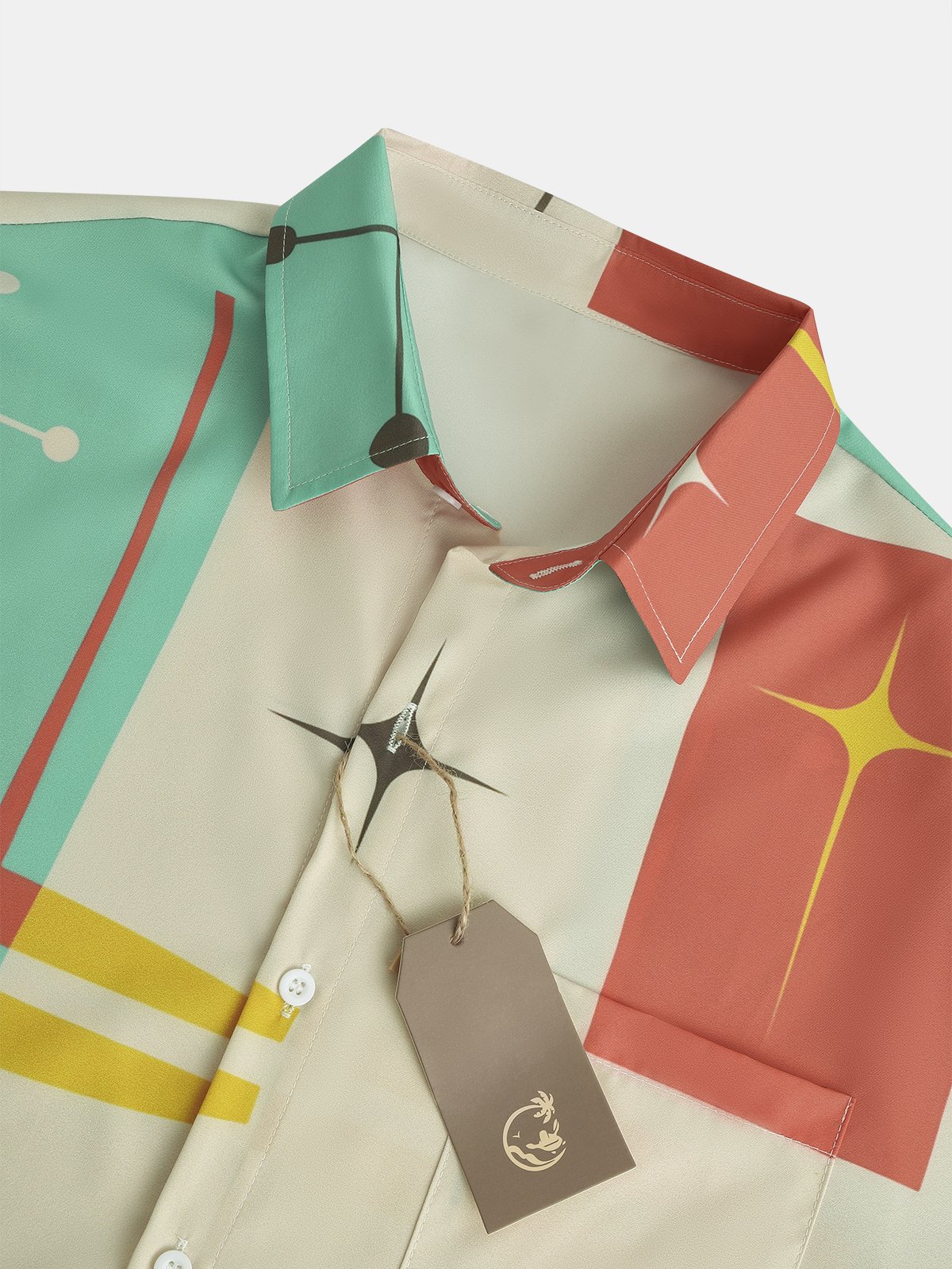 Men's Geometric Print Casual Breathable Hawaiian Short Sleeve Shirt